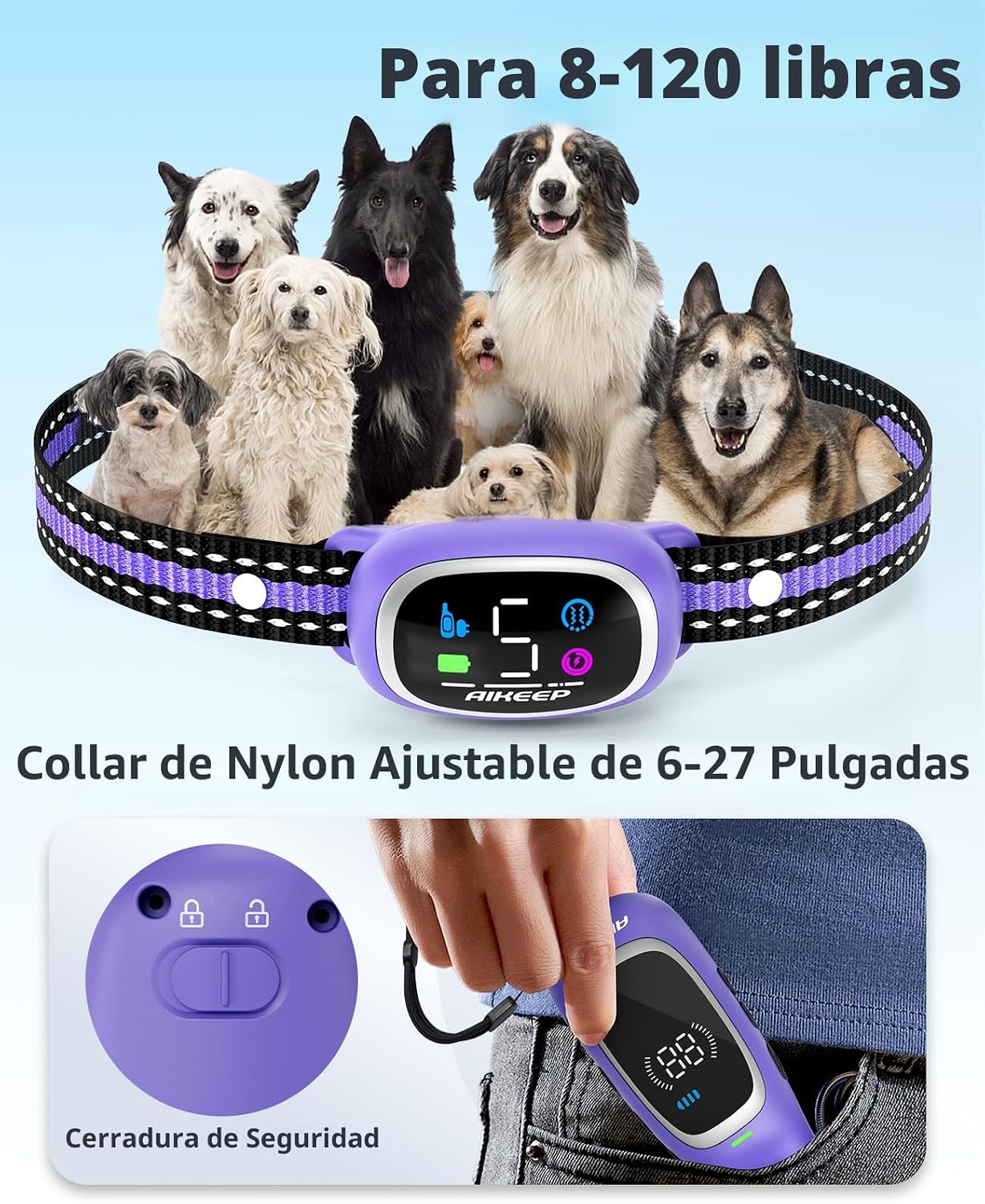 Collar de choque y antiladrido 2 en 1 para perros \u2013 Collar de...