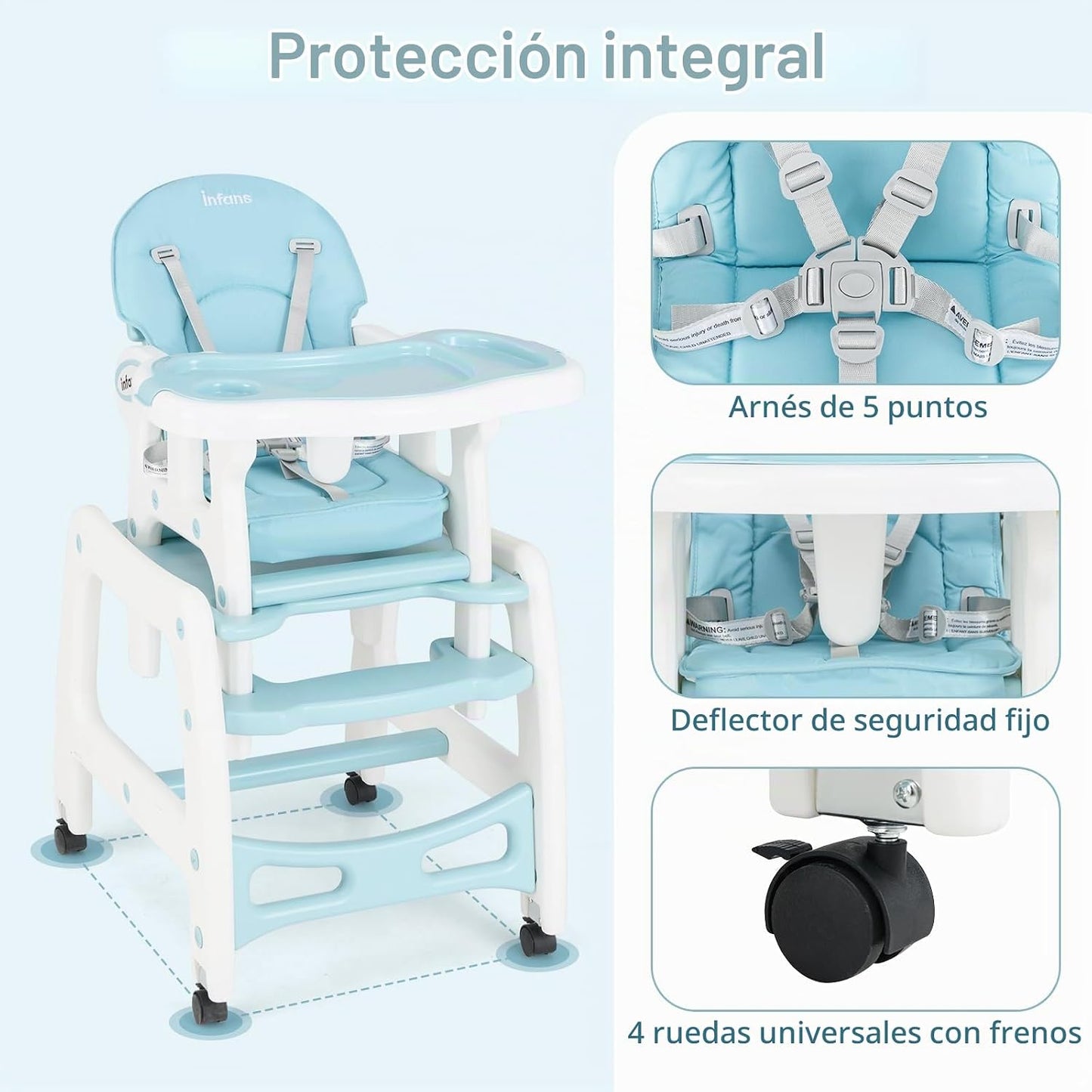 INFANS Silla alta 5 en 1 para bebé, juego de sillas convertibles pa...