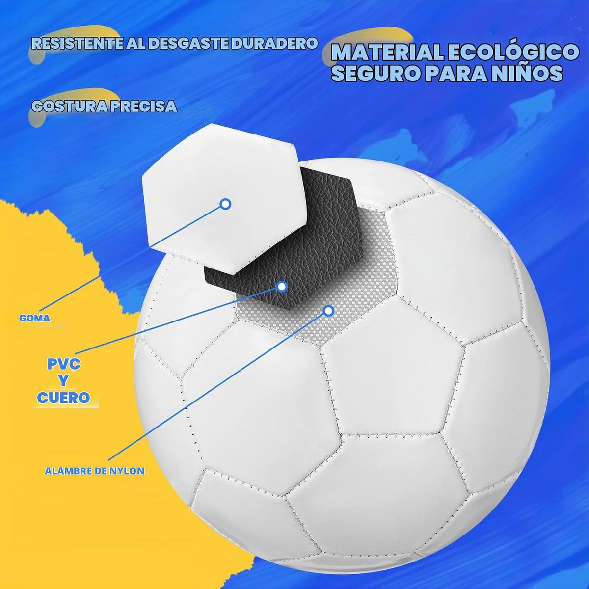 Jexine Balón de fútbol blanco blanco liso blanco donación caridad c...