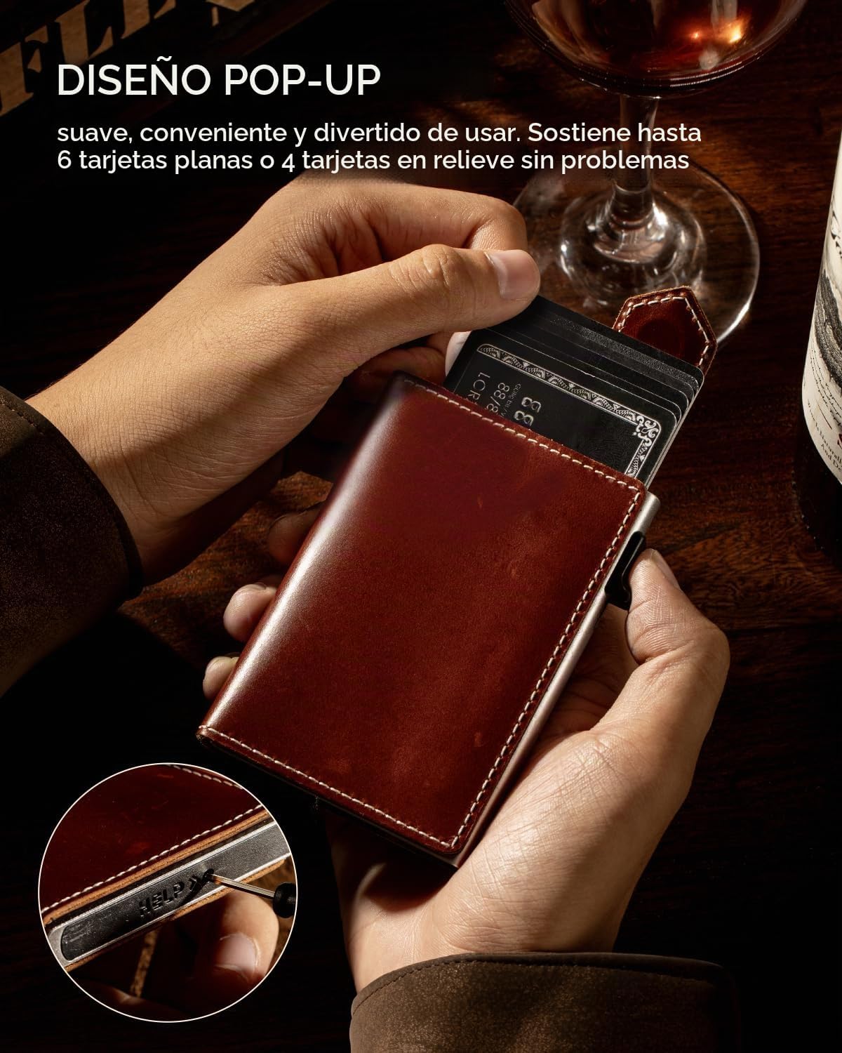 LORZOR Cartera delgada para hombres con cierre de seguridad, billet...