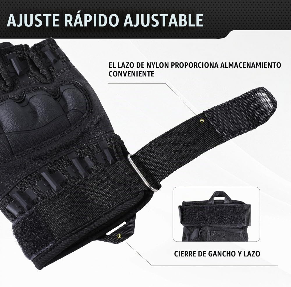 WTACTFUL Guantes tácticos sin dedos para hombres y mujeres, palma r...