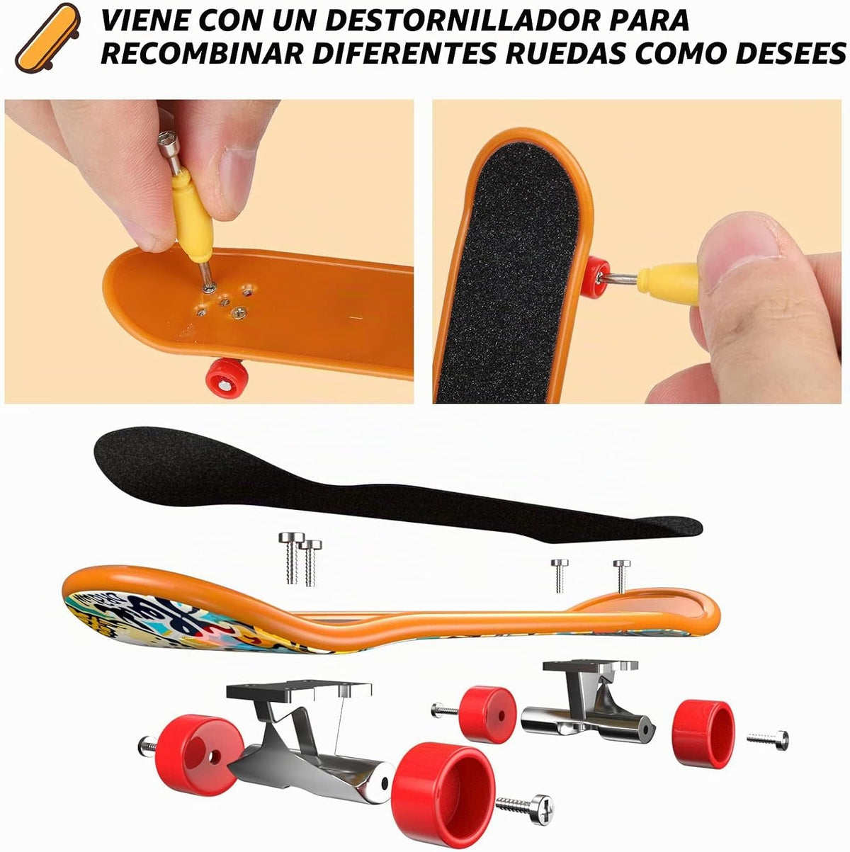 TIME4DEALS Minipatinetas para Dedos 12PCS Juego Profesional de Tabl...