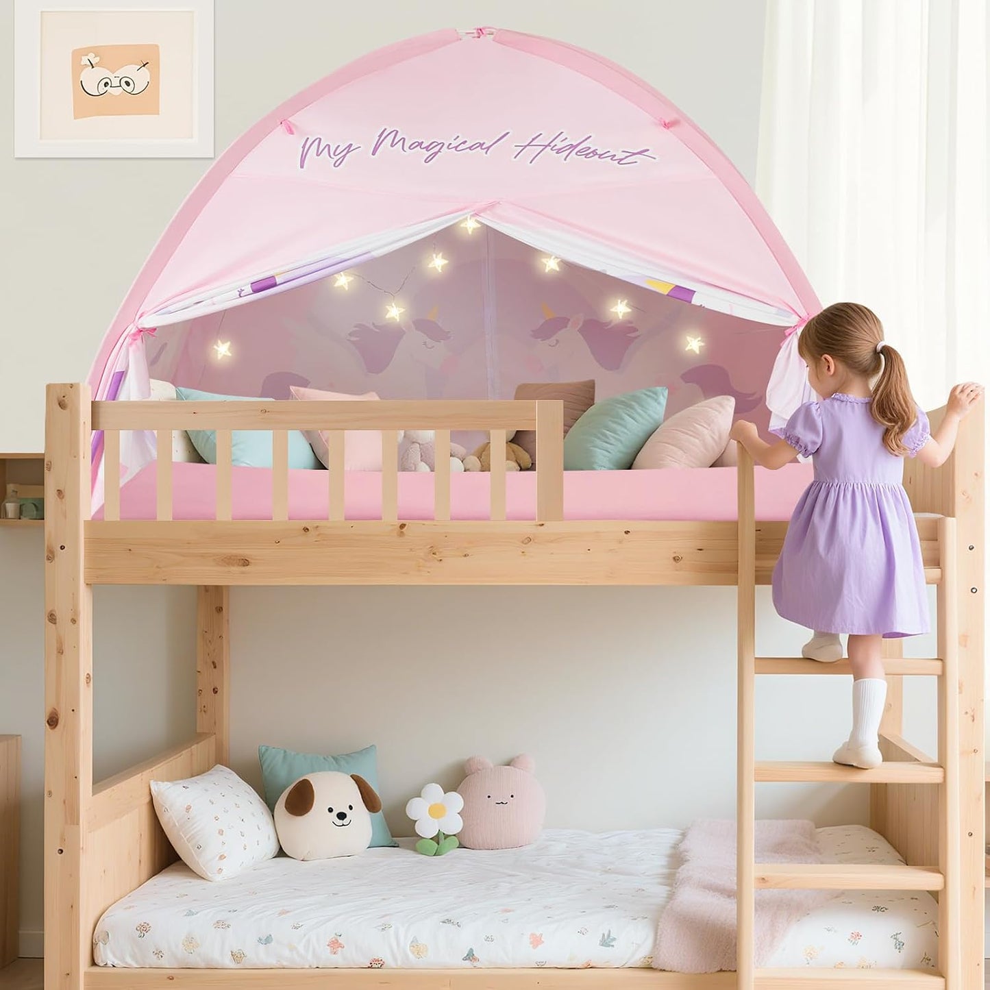 PIIKAGO Tienda de campaña de cama doble para niños, dosel de cama d...