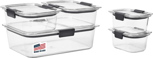 Rubbermaid Brilliance - Juego de 5 contenedores de almacenamiento d...