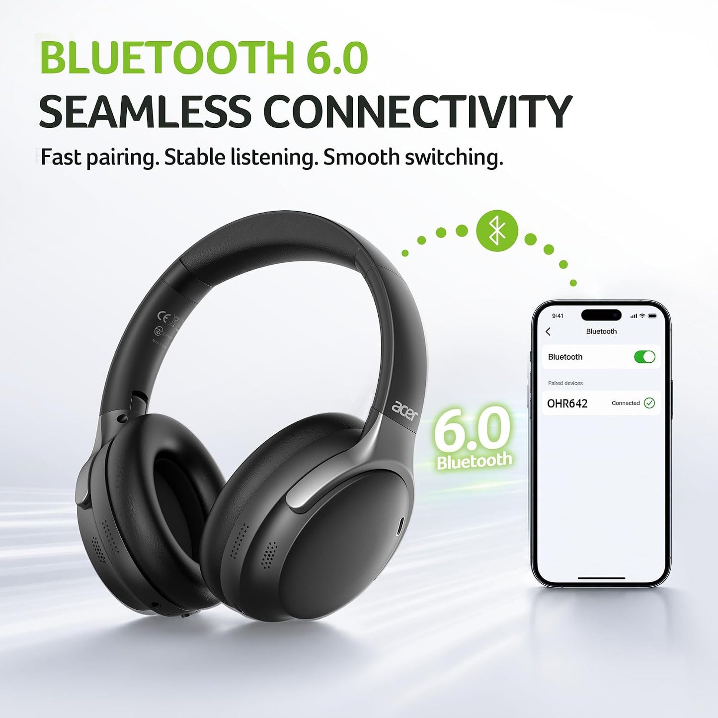 Acer Auriculares con cancelación activa de ruido,Bluetooth inalámbr...