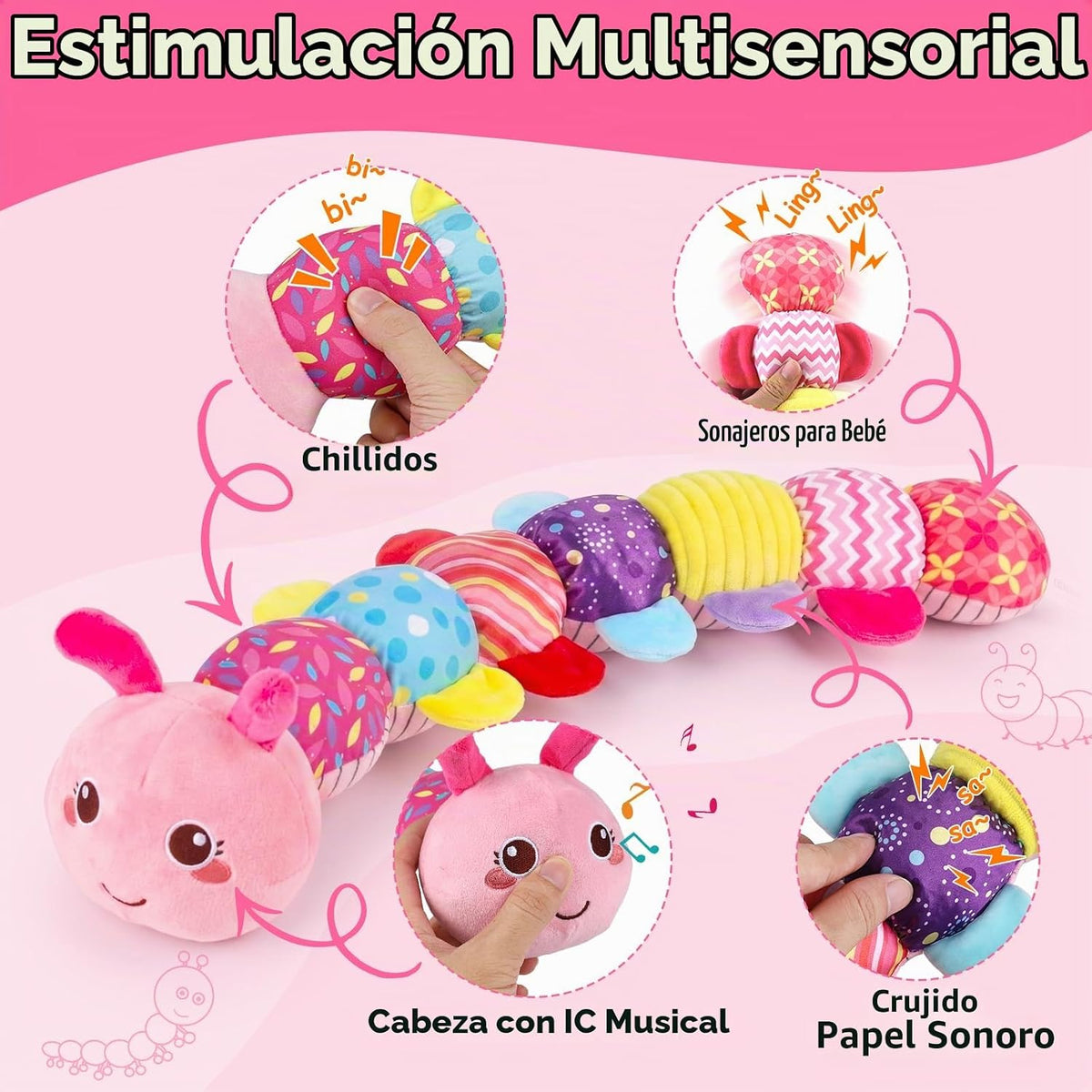 Juguetes de tiempo de barriga para bebé 0-6 meses, animal de peluch...