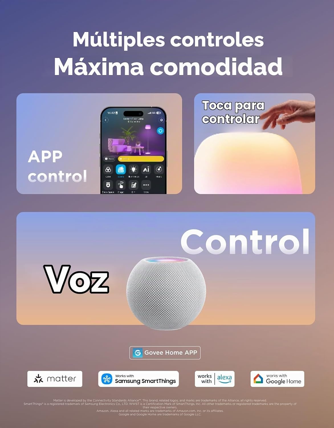 Govee Lámpara de pie tipo farol, halo degradado RGBIC lámpara de es...
