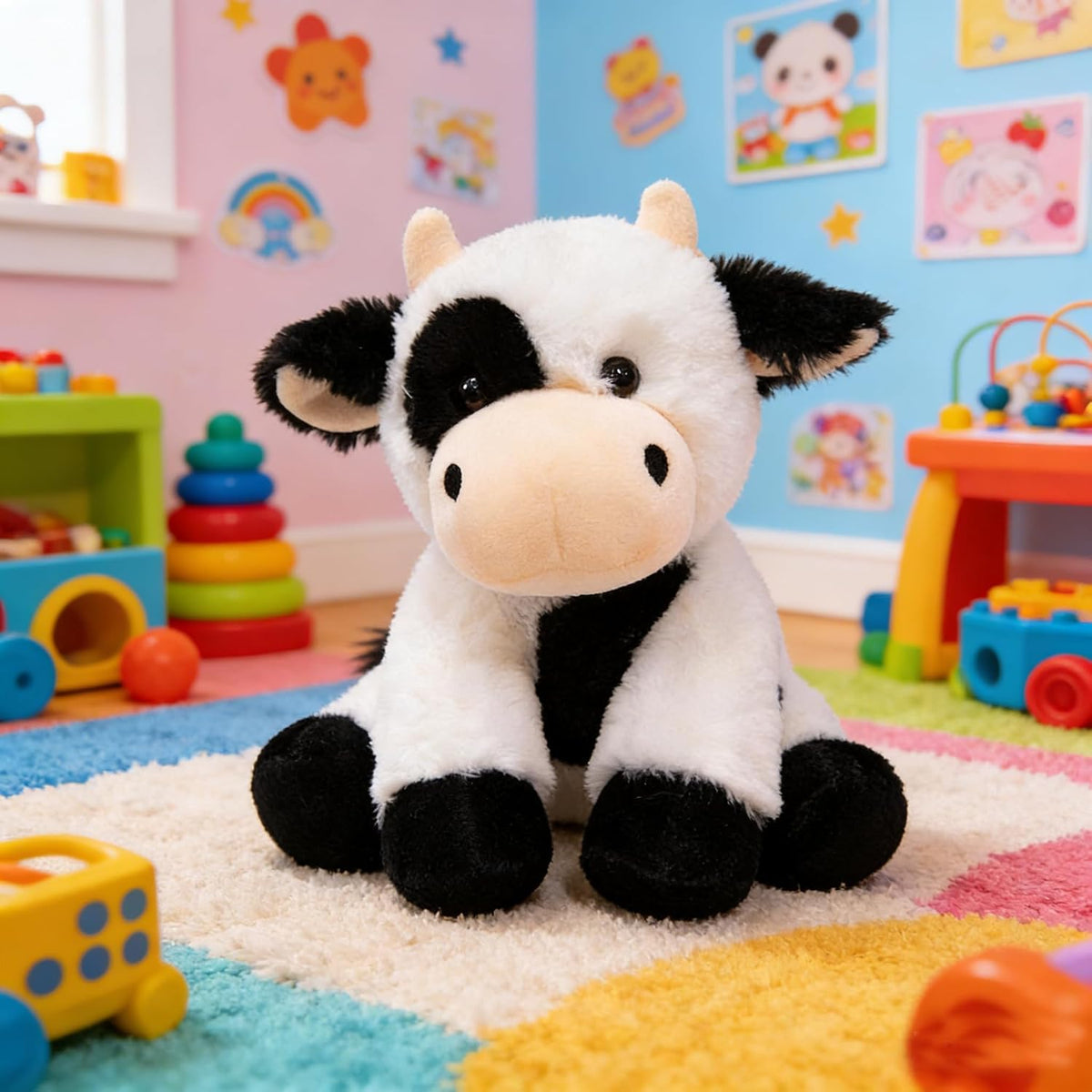 YUKOUQIAN Juguete de peluche de vaca de 8 pulgadas para niñas y niñ...