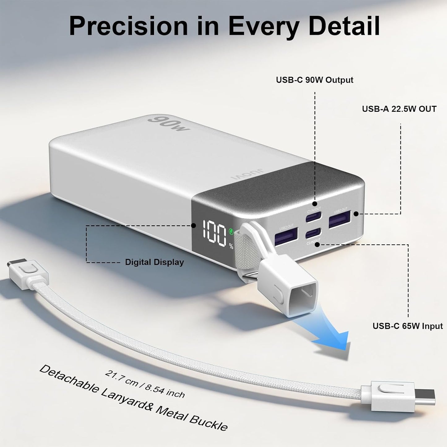 JUOVI Banco de energía de alta velocidad de 90 W de 20000 mAh con c...