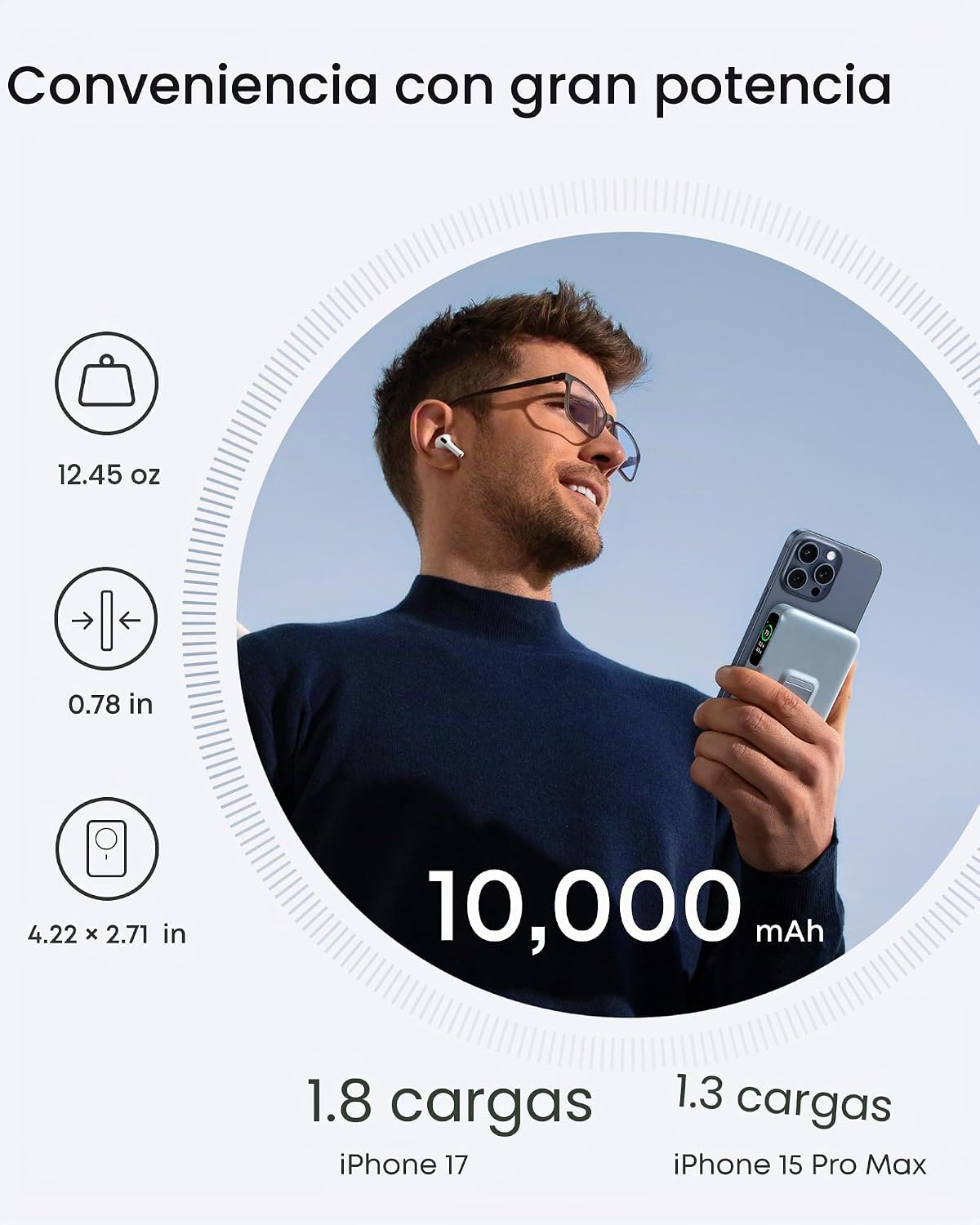 Anker MagGo Power Bank, Cargador portátil compatible con MagSafe ce...