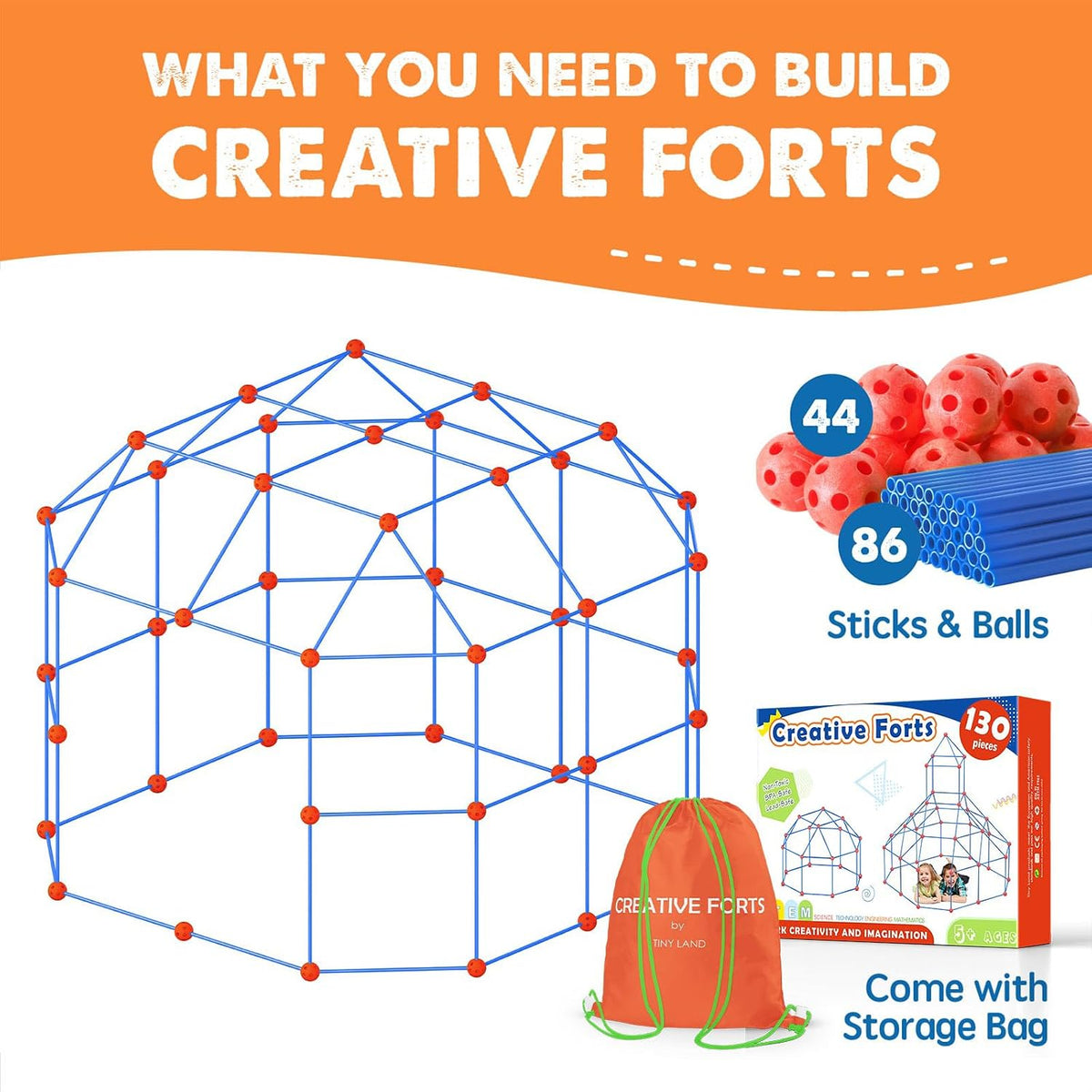 Tiny Land Fort Kit de construcción para niños de 4 a 12 años, jugue...