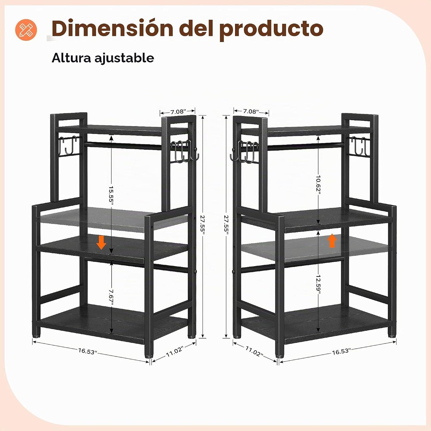 Organizador de encimera de cocina, estante de especias de 3 niveles...