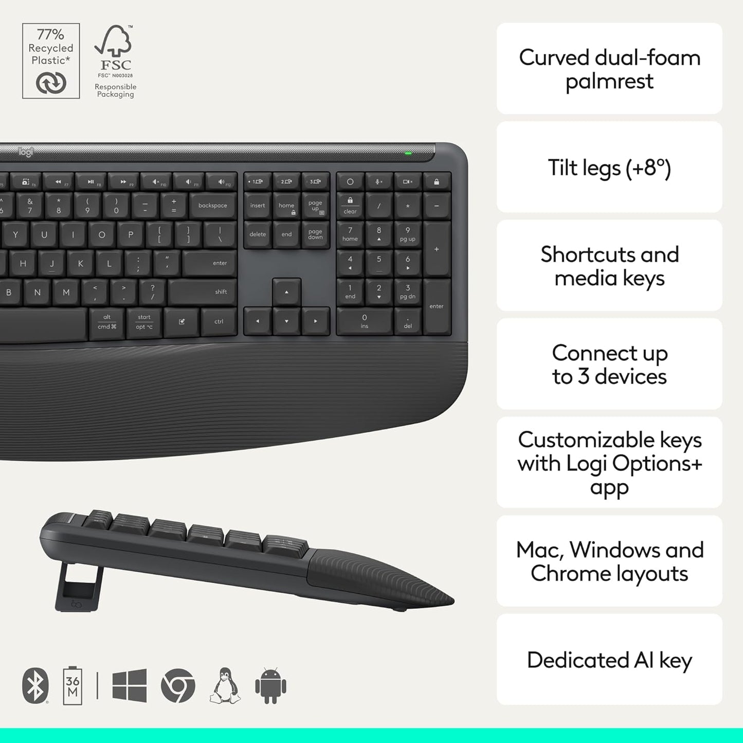 Logitech Signature Comfort Plus Combo MK880 Combo de teclado y mous...