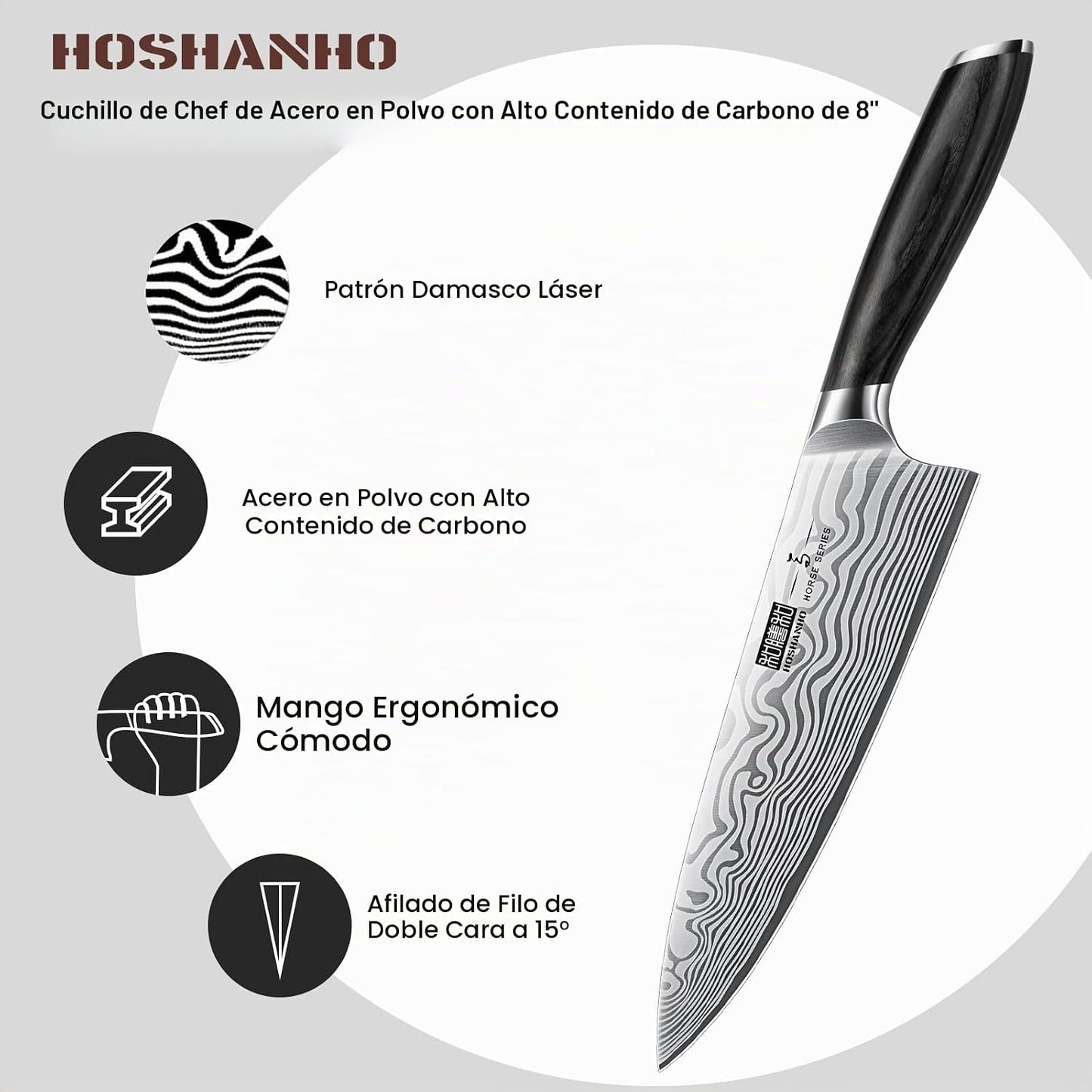 HOSHANHO Juego de cuchillos de 7 piezas con soporte magnético para...