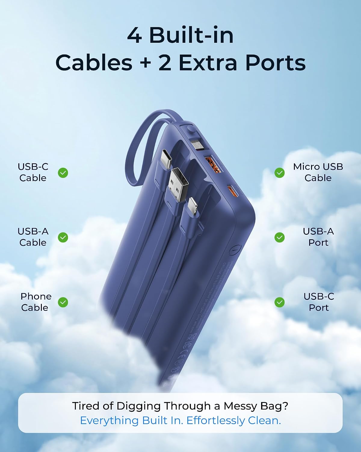 VRURC Cargador portátil delgado de 20000 mAh, batería externa de 22...