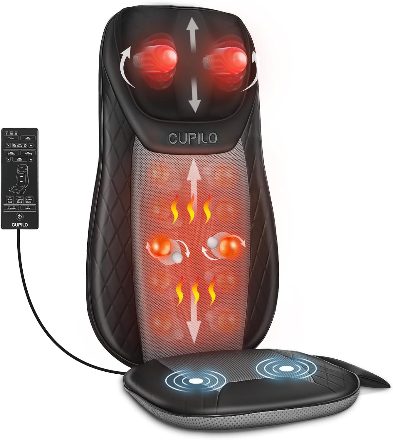 CuPiLo Masajeador Shiatsu para Cuello y Espalda con Calor, Cojín de...