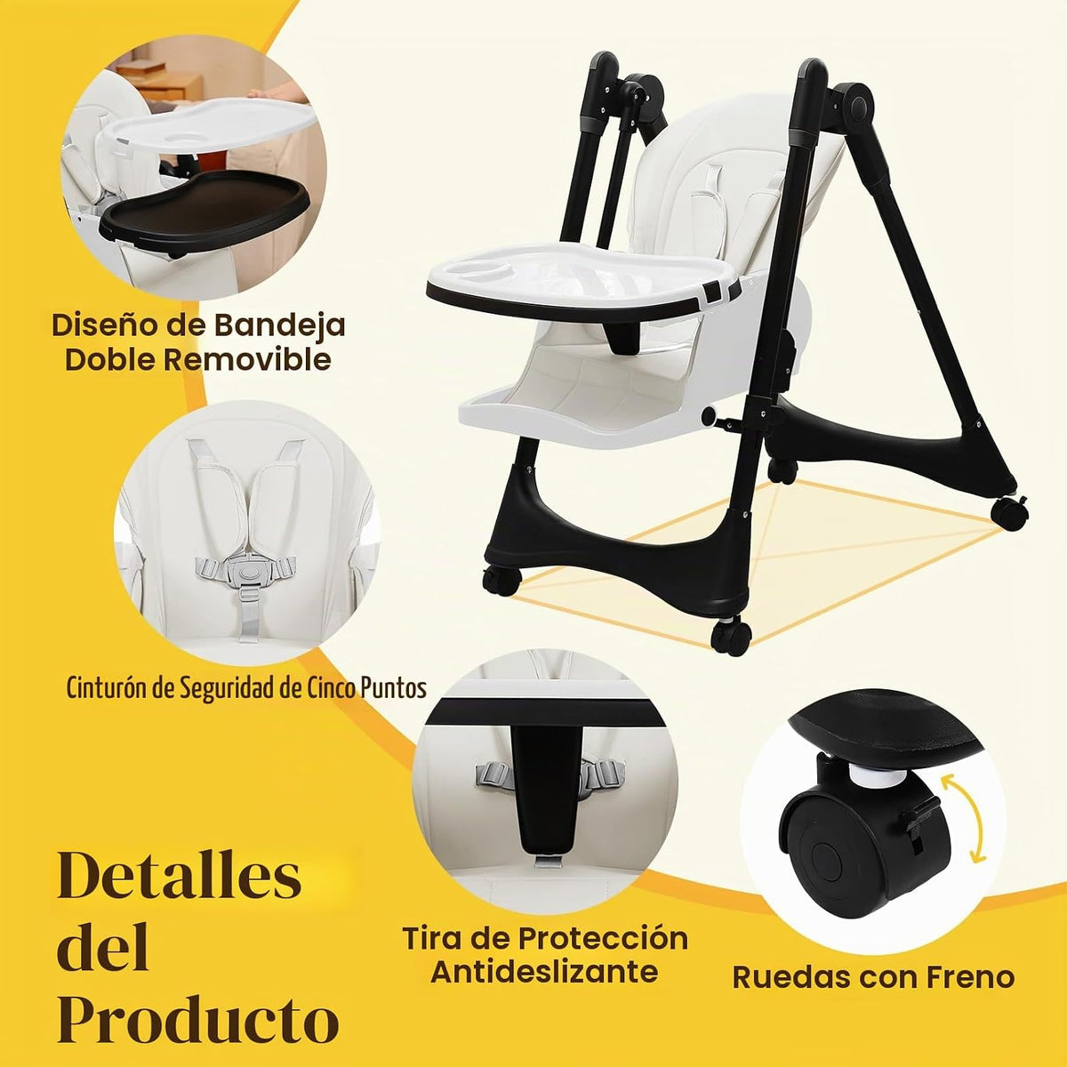 Silla alta 6 en 1 | Silla alta convertible para recién nacido a niñ...