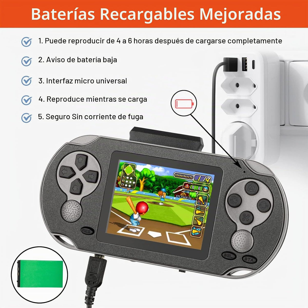 TaddToy Juego de mano de 16 bits para niños y adultos, pantalla gra...