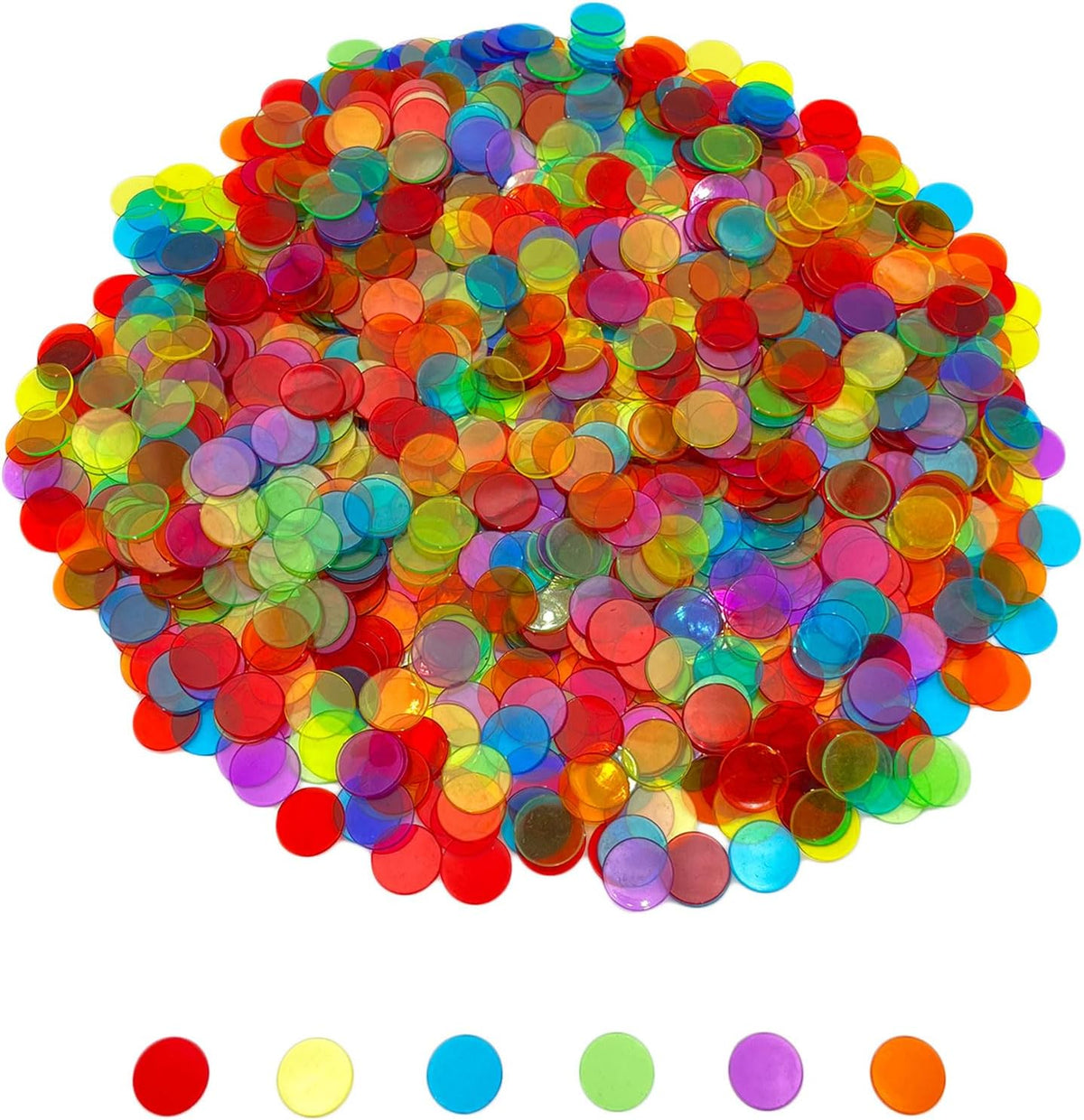 JUNWRROW 1000 Piezas Fichas de Conteo de Bingo Transparentes de 3\/...