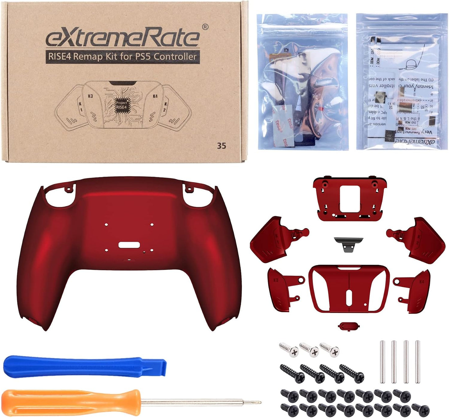 eXtremeRate Luna Rediseñado Rojo Escarlata Carcasa Frontal Touchpad...
