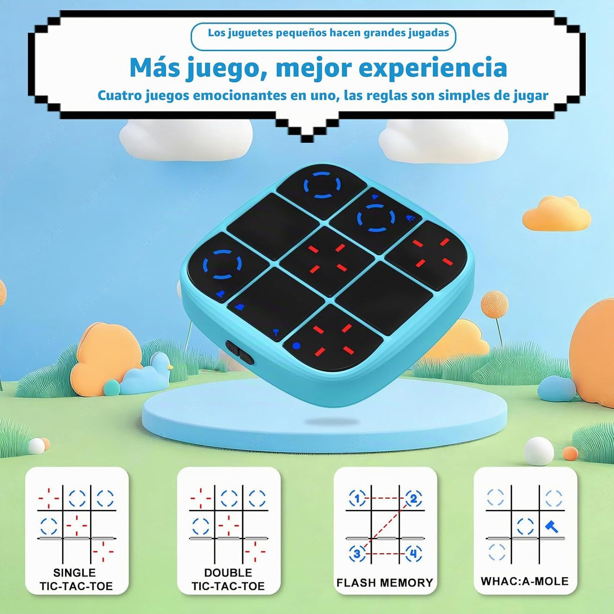 KOQQQ Juego de pernos recargables Tic-Tac-Toe, consola de rompecabe...