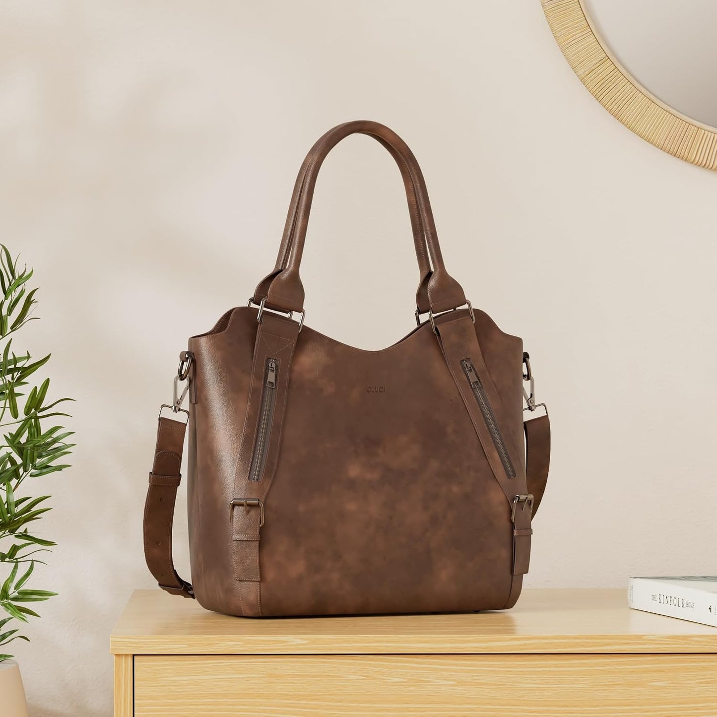 CLUCI - Bolsos de cuero vegano para mujer, bolso grande y de hombro...