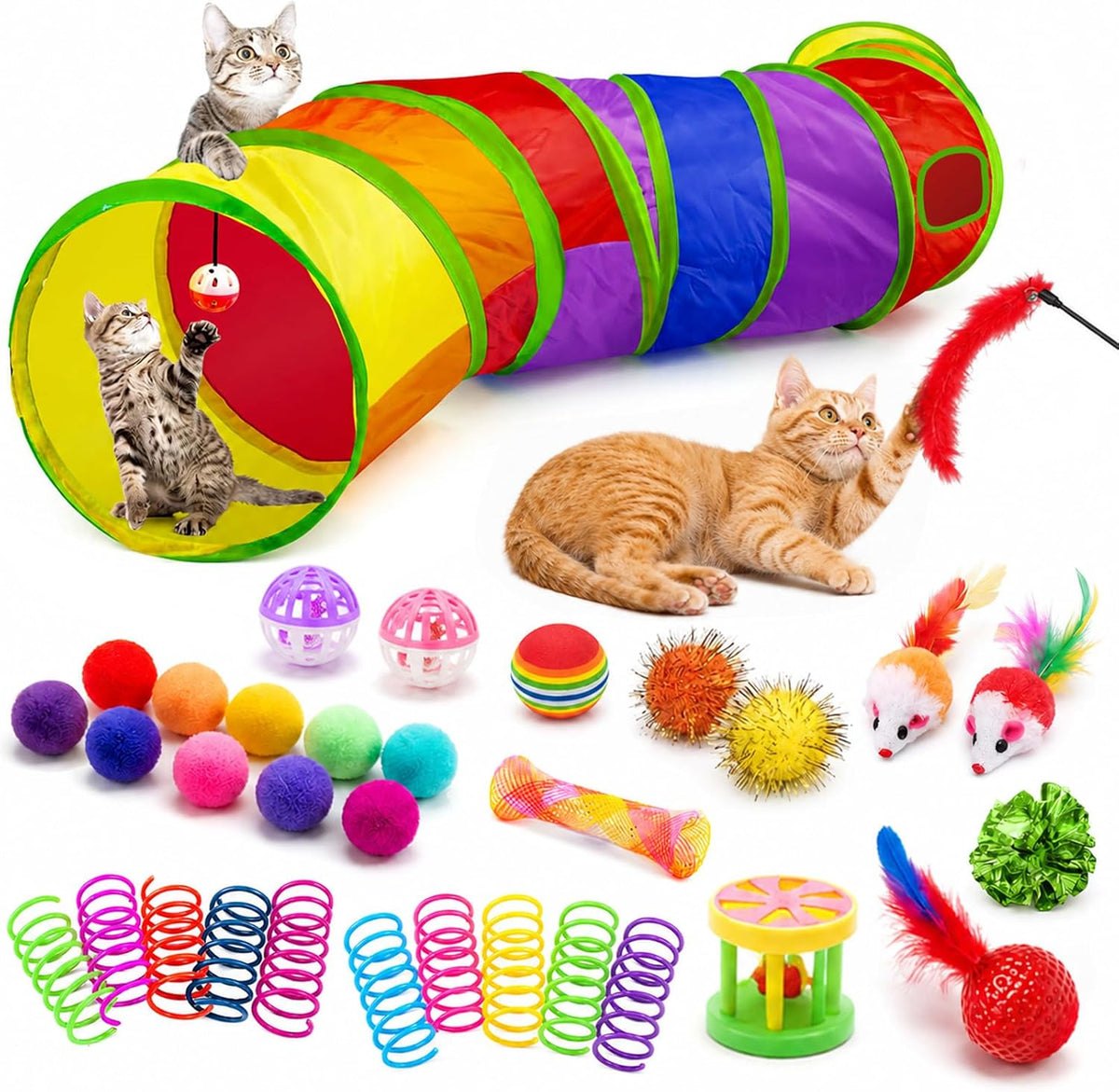 AILUKI Paquete variado de 33 juguetes para gatos de interior, juego...