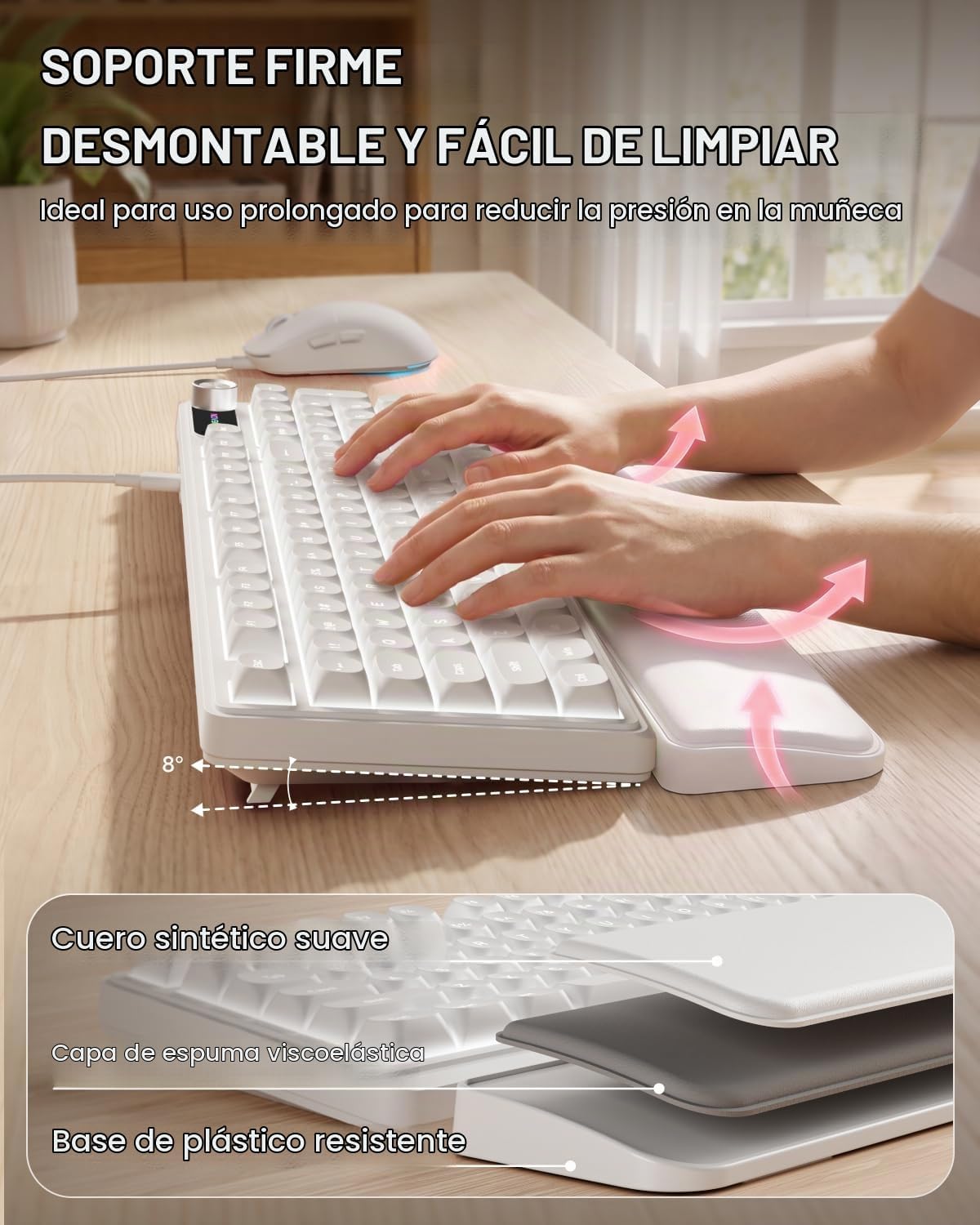 Combo de teclado y mouse con cable EWEADN con reposamuñecas desmont...