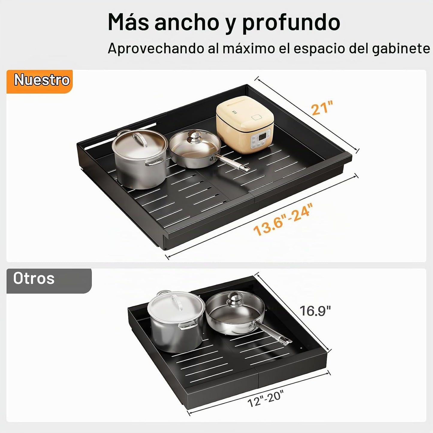 Organizador de gabinete extraíble, 1 paquete expandible (13.6 a 24...