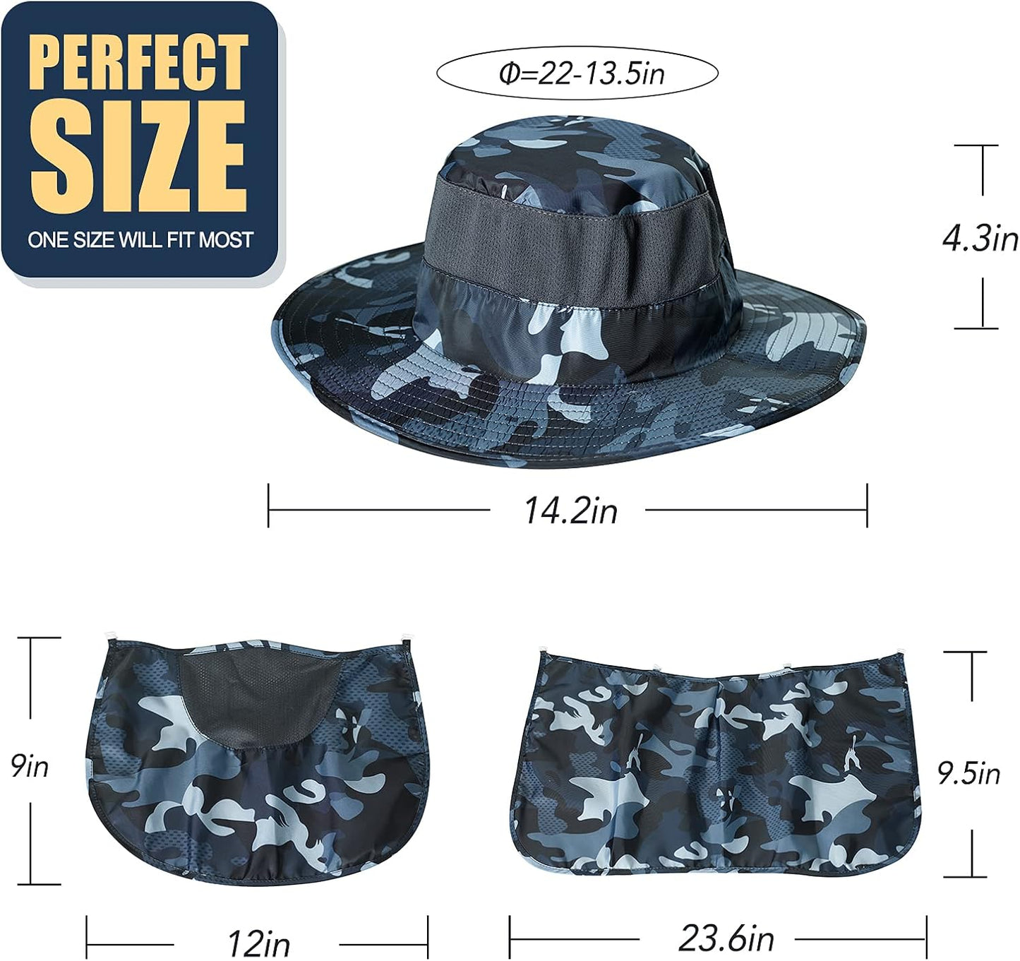 Sombrero de pesca, gorra para el sol con protección solar UPF 50+ y...