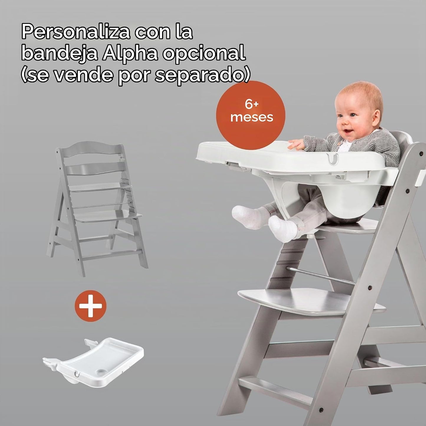hauck Alpha+ Grow Along - Trona elevada de madera de haya maciza co...