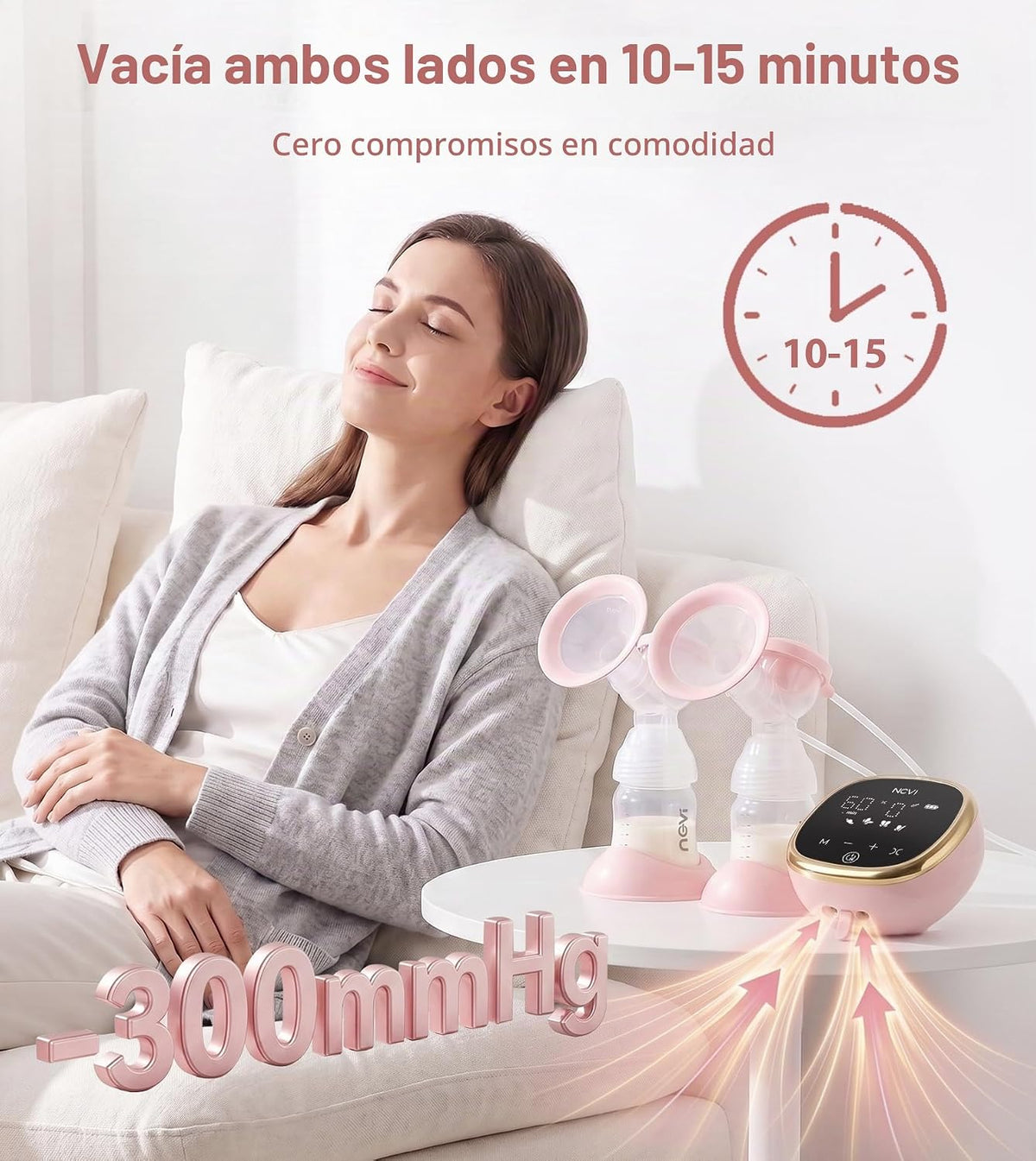 NCVI - Extractor de leche materna eléctrico, dual y portátil, 4 tam...