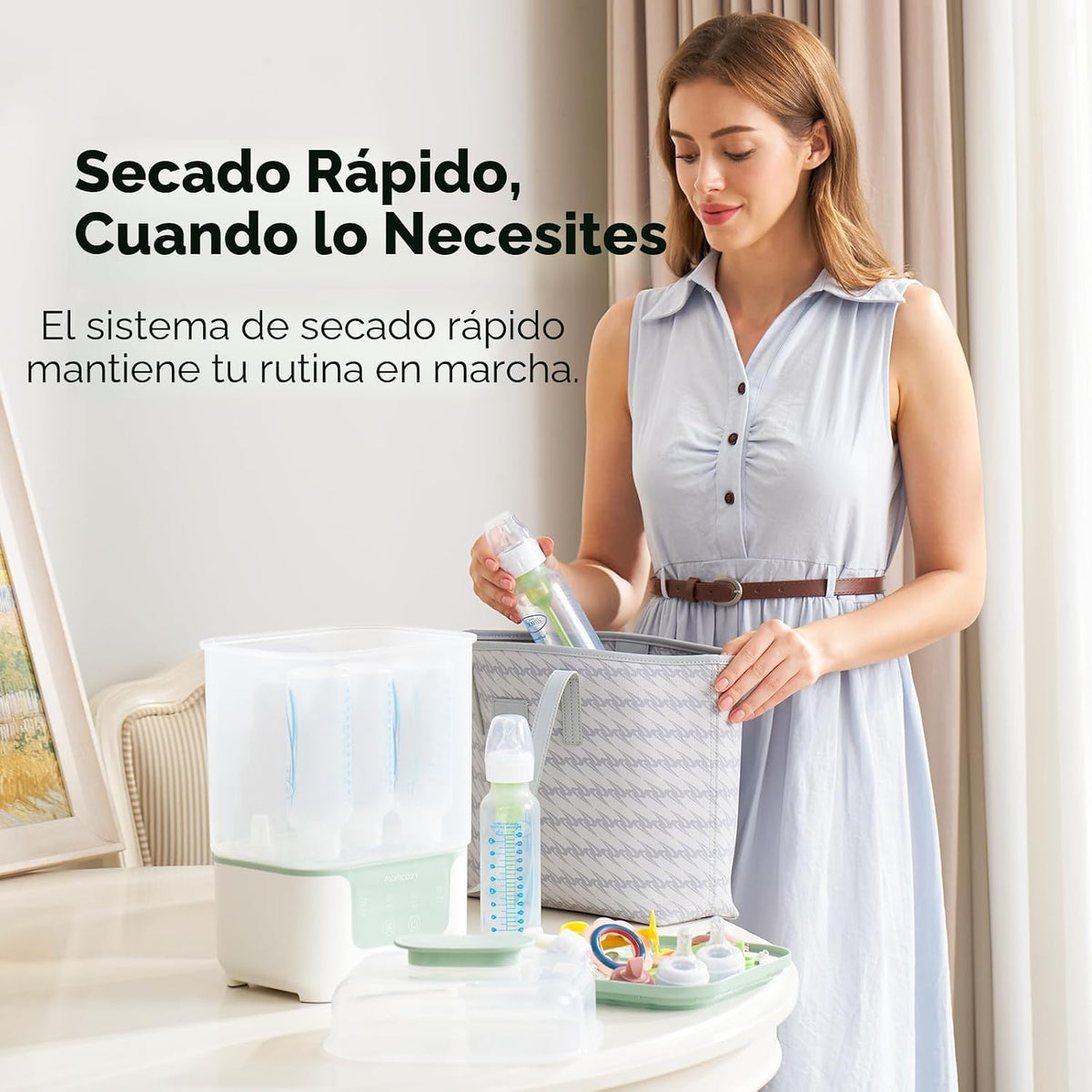 Momcozy Nuevo esterilizador y secadora de botellas compactas 4 en 1...