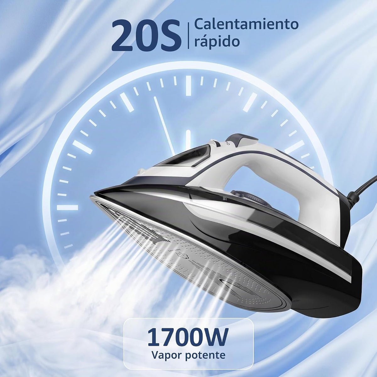 LEVOORA Plancha de vapor para ropa de calentamiento rápido de 20 se...