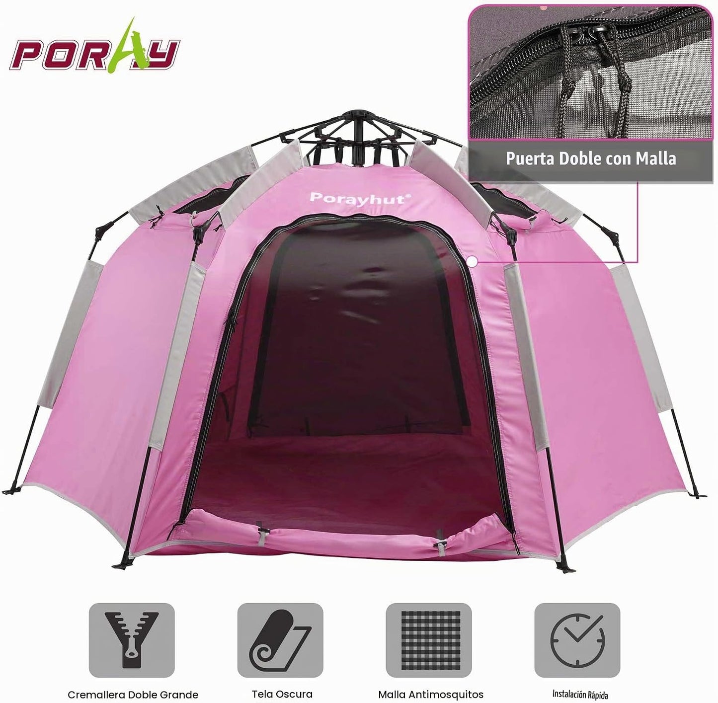 Tienda de campaña hexagonal portátil para niños con tira de luces L...