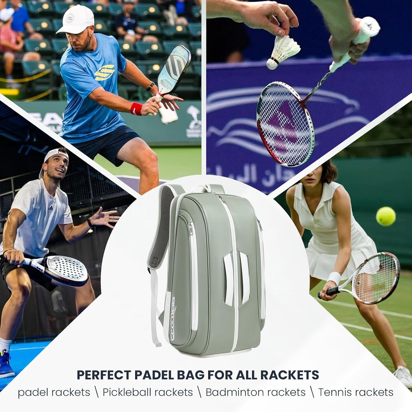 CCGTIOR Bolsa para Raqueta De Tenis Mochila Pickleball Padel con Co...