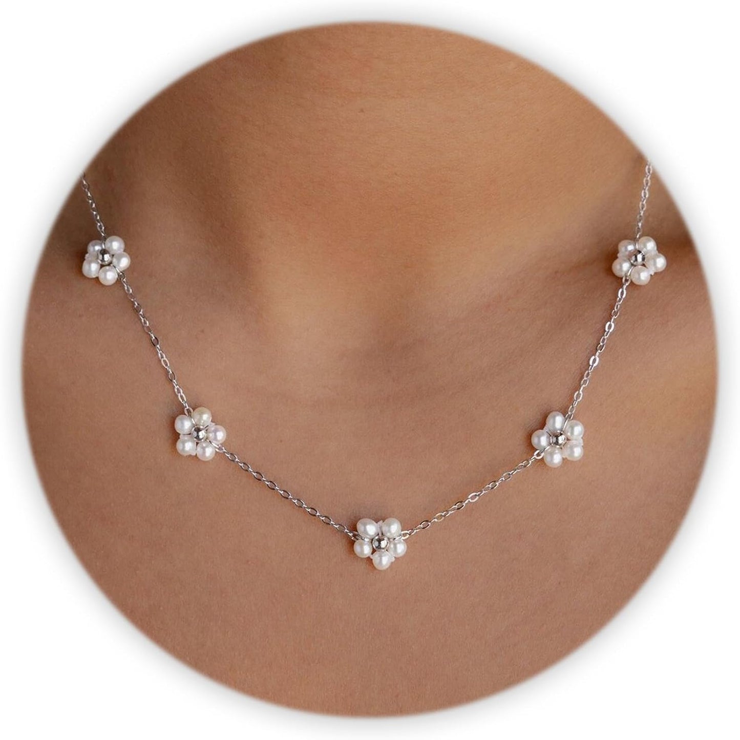 SmileBelle Collares de perlas, gargantilla de perlas de margarita p...