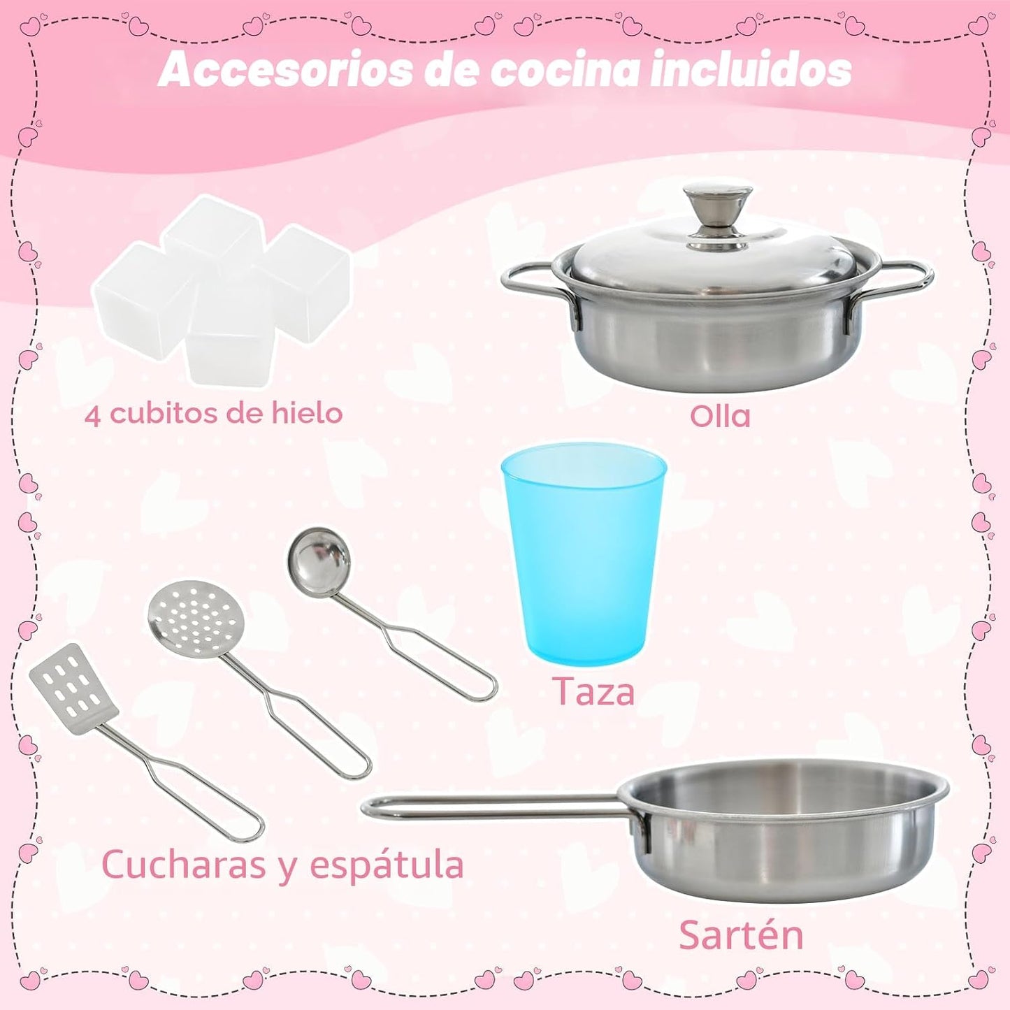HONEY JOY Set de cocina de madera de juguete para niños, juego de s...