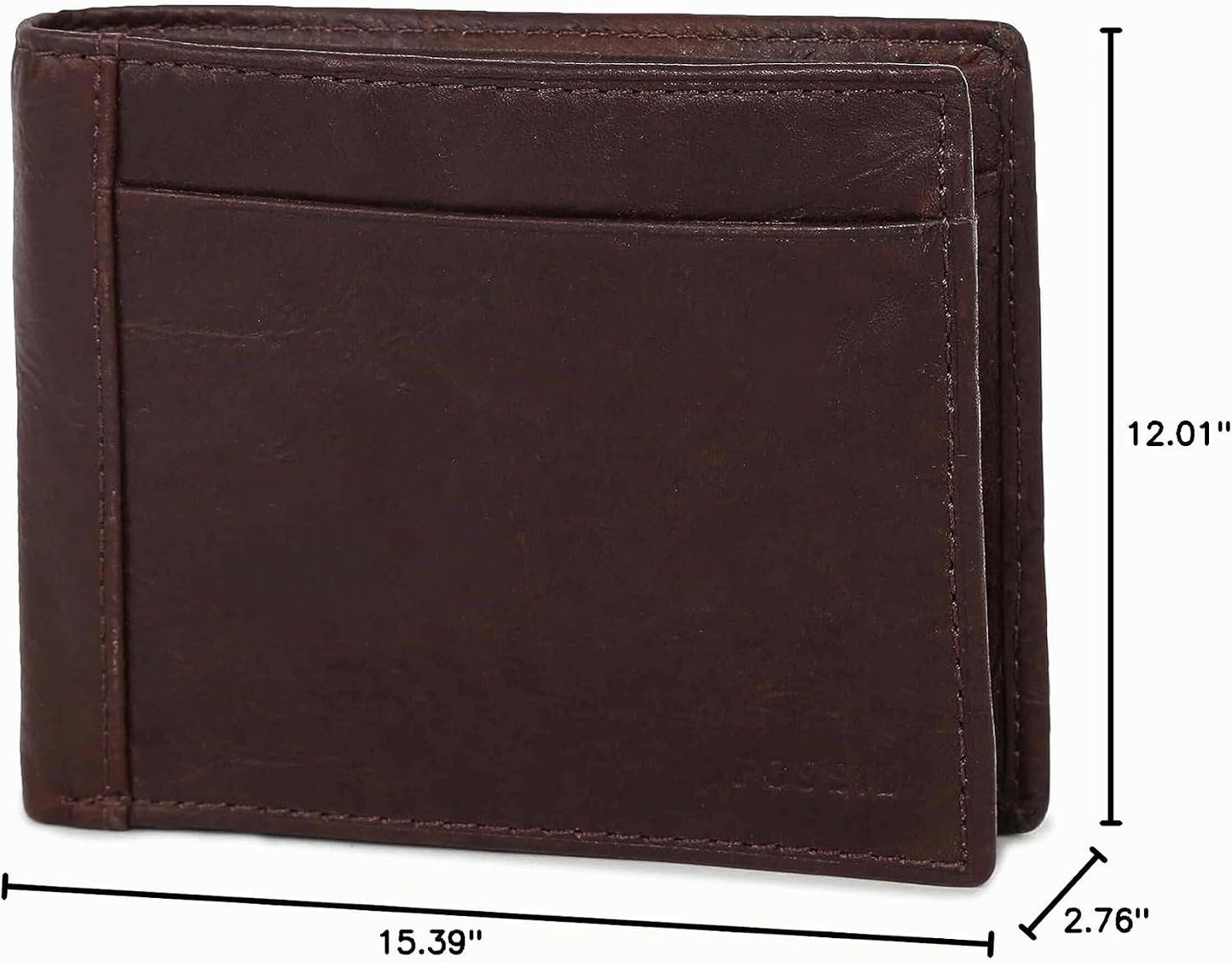 Fossil Billetera plegable de cuero para hombre con bolsillo para mo...