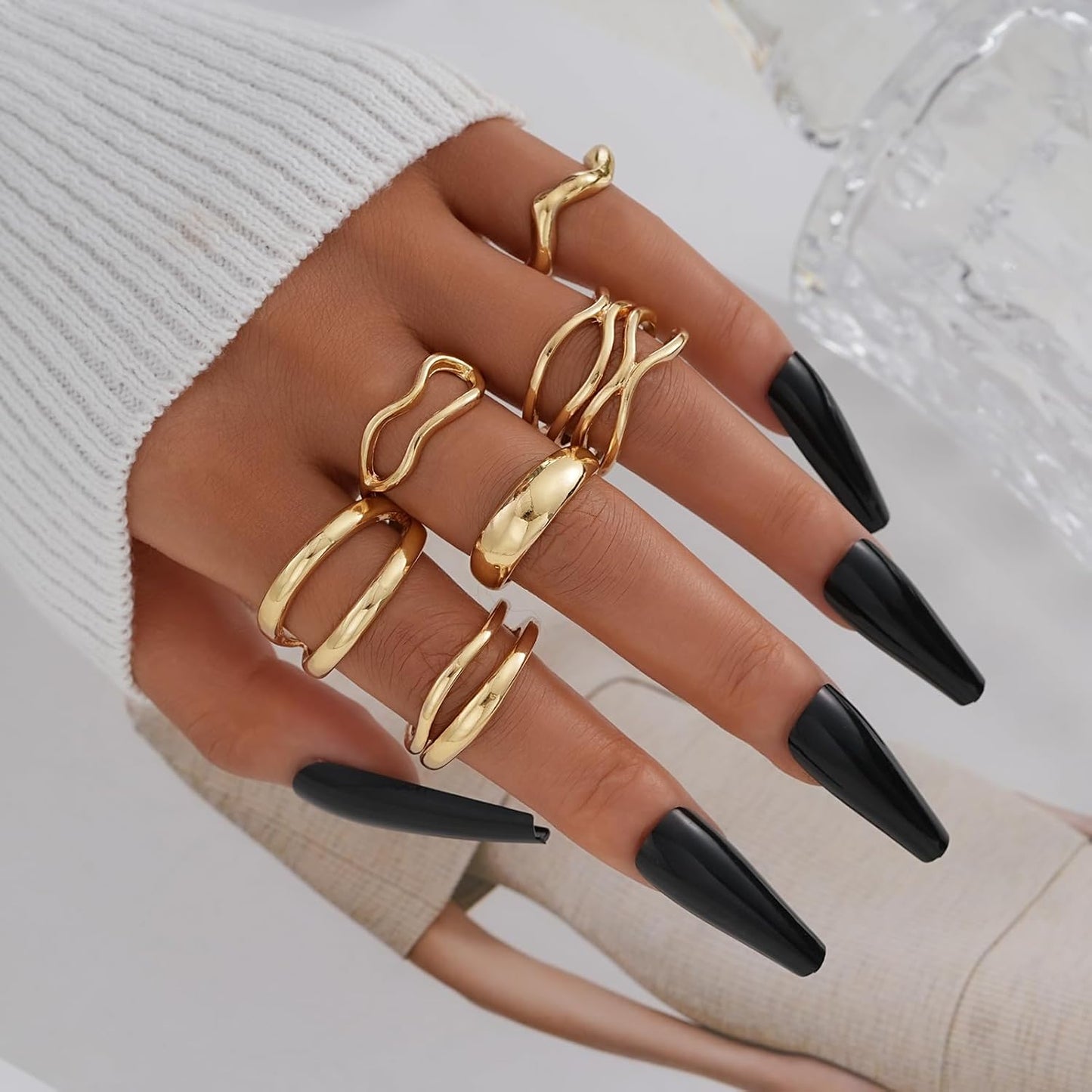FAXHION Juego de 25 anillos apilables de oro para mujer, anillo de...