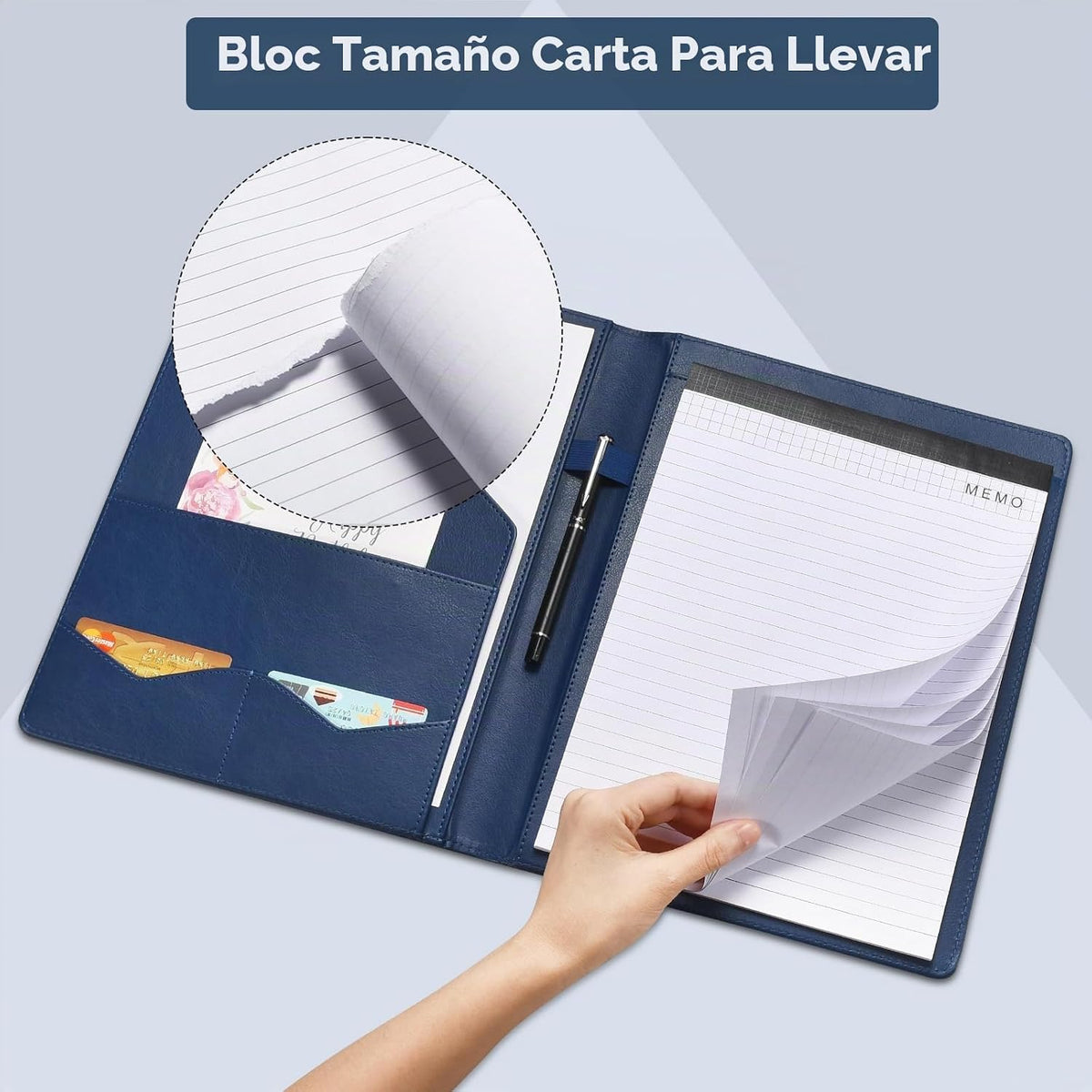Pacific Mailer carpeta portafolios de piel con cierre, organizador...