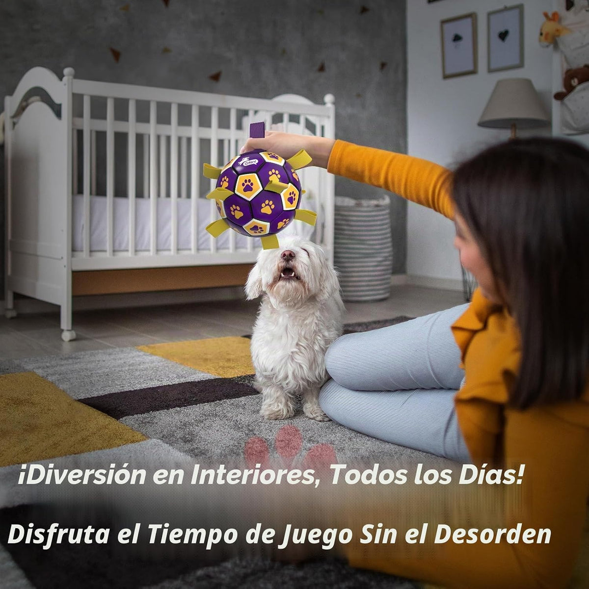 QDAN Juguetes de cuerdas para perros, pelota de fútbol con correas,...