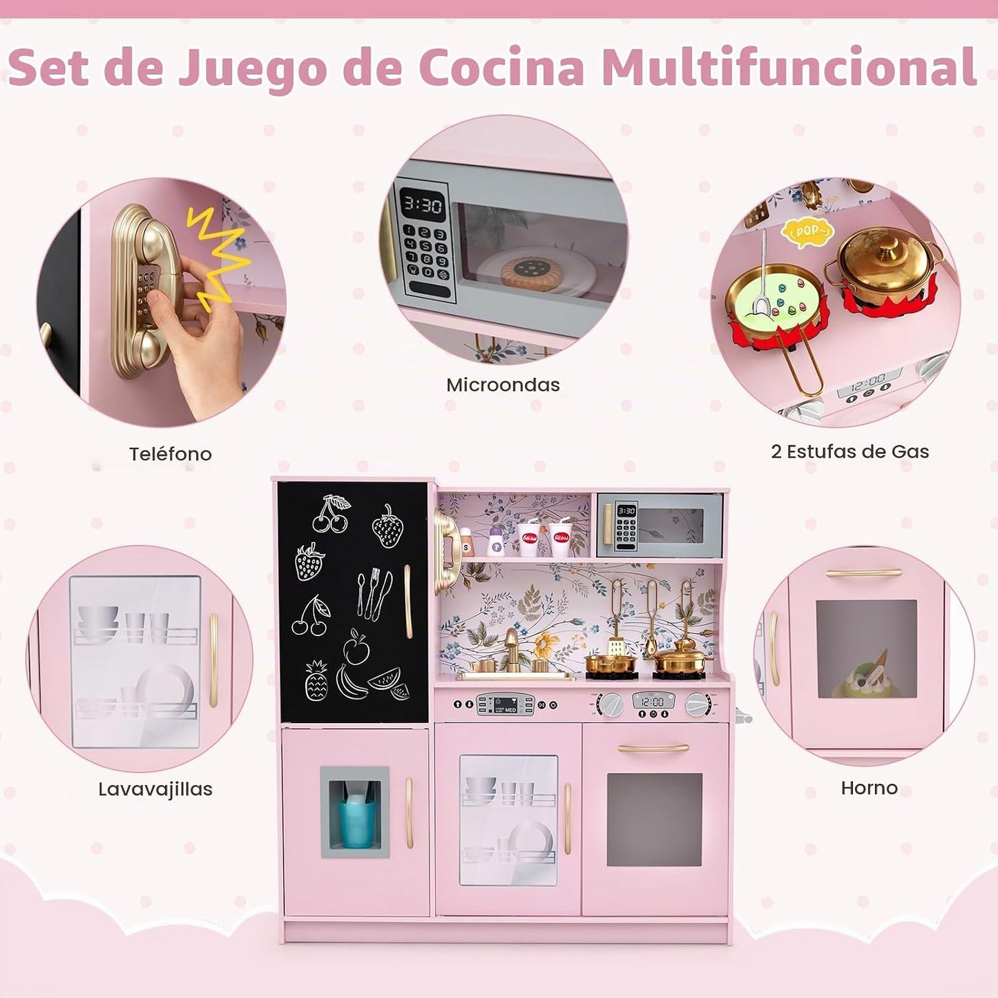 HONEY JOY Juego de Cocina para Niños, Conjunto de Cocina de Juguete...