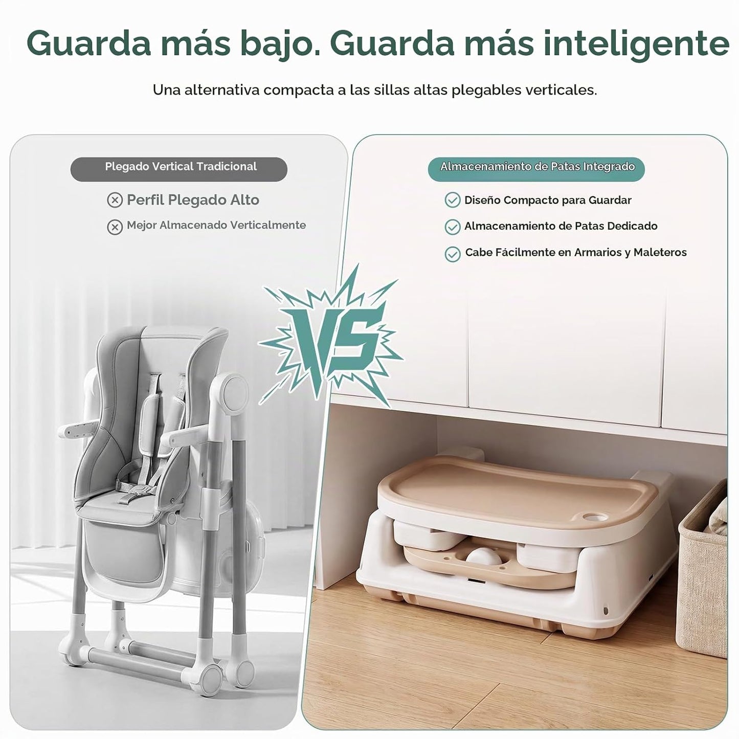 Silla alta portátil 3 en 1 para bebés y niños pequeños, trona plega...