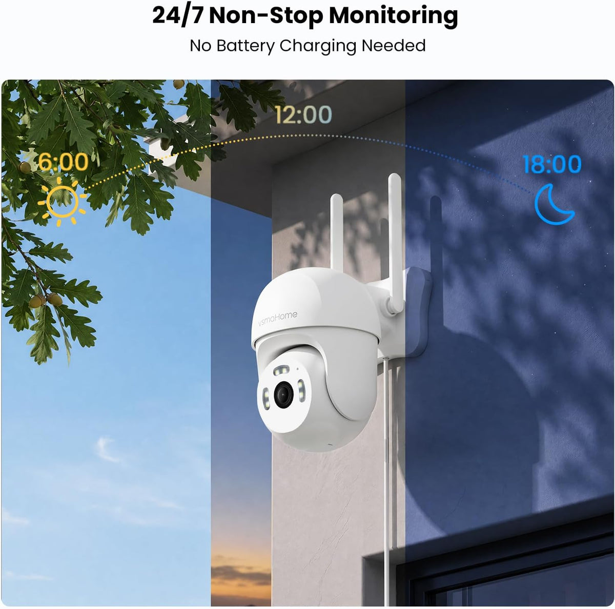 Cámara de seguridad 4K para exteriores, cámara enchufable de 360 PT...