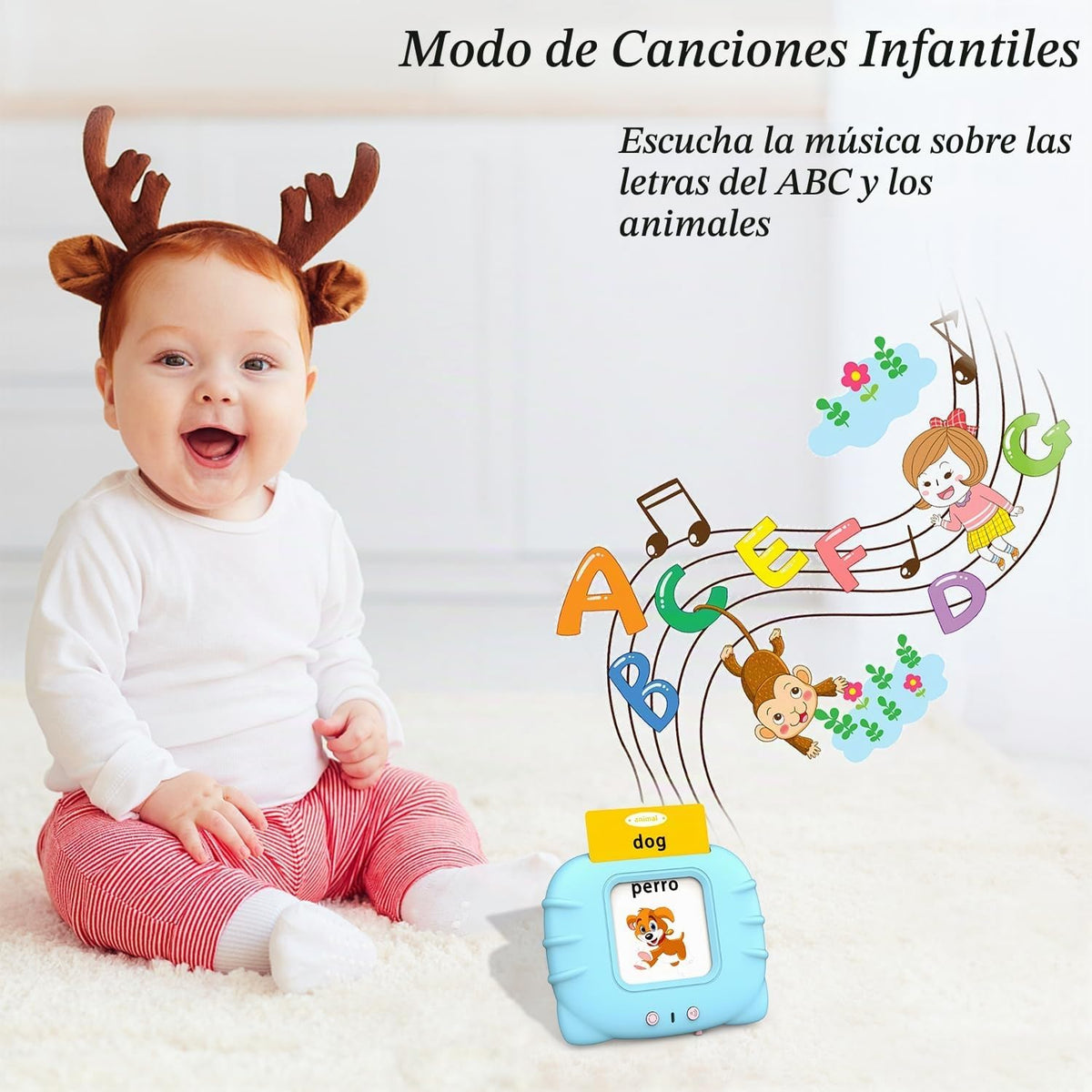 Startcan Tarjetas flash parlantes en español e inglés para niños de...