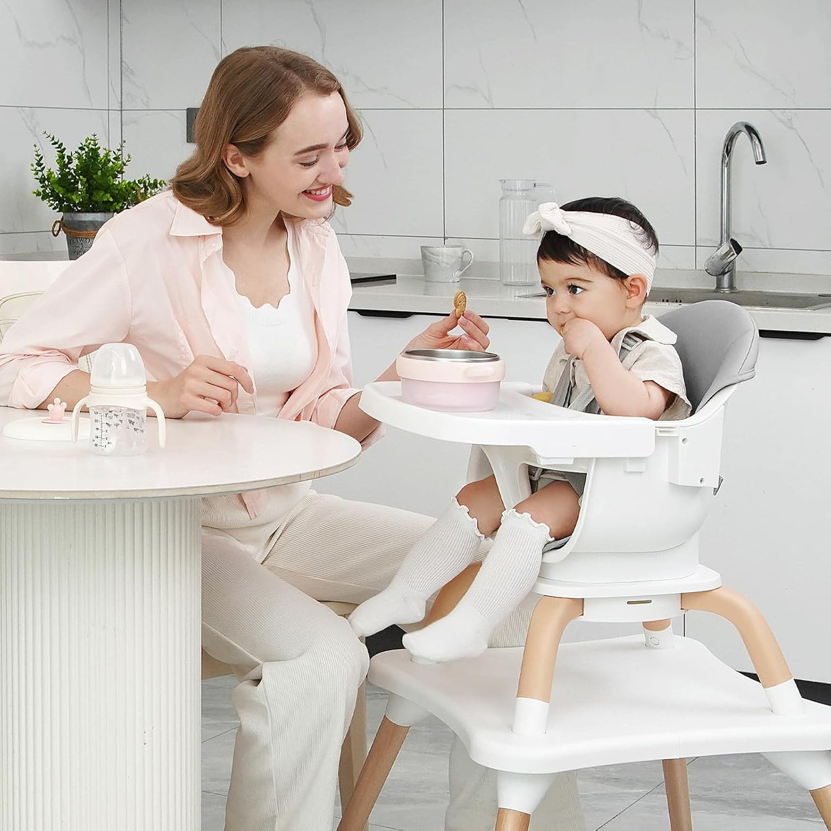 Komcot Silla alta para bebé, sillas altas convertibles 7 en 1 para...