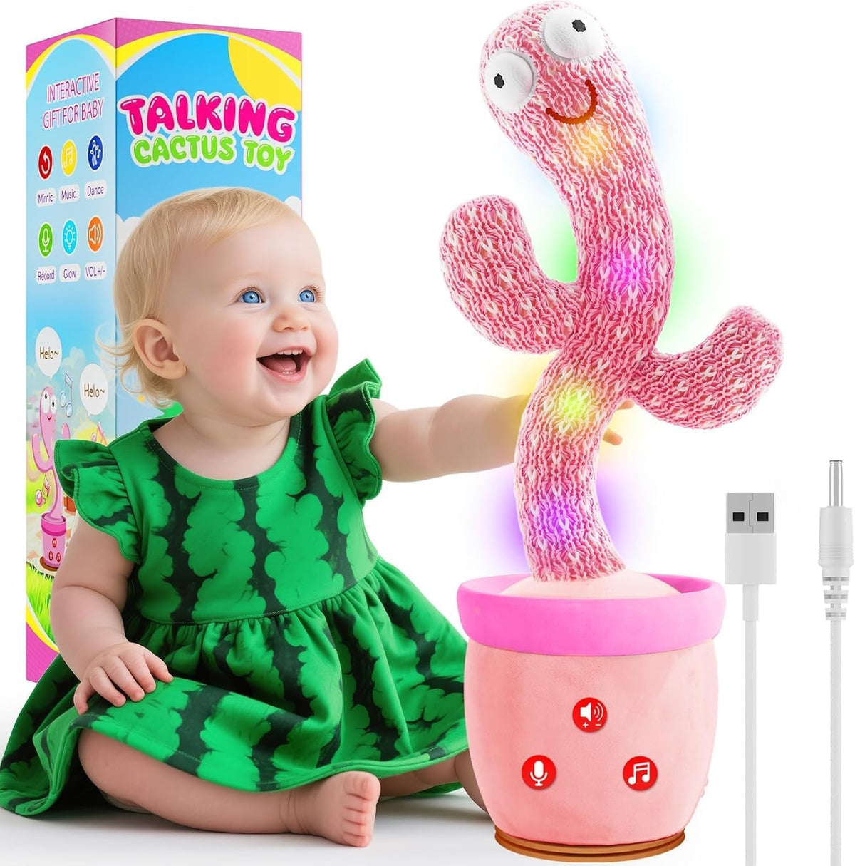 Juguetes Interactivos para Bebés, Juguete de Cactus Bailarín que Ha...