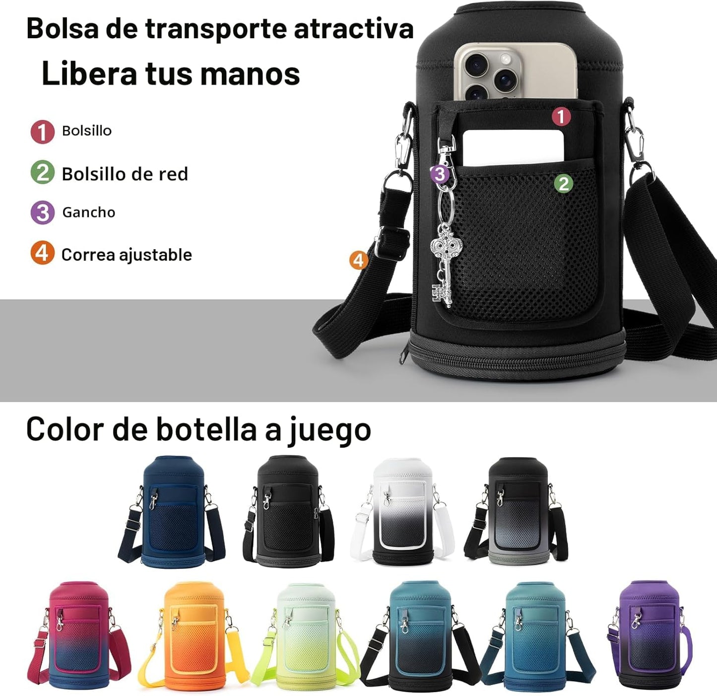 DYSANKY Botella de agua aislada portátil, de metal, acero inoxidabl...