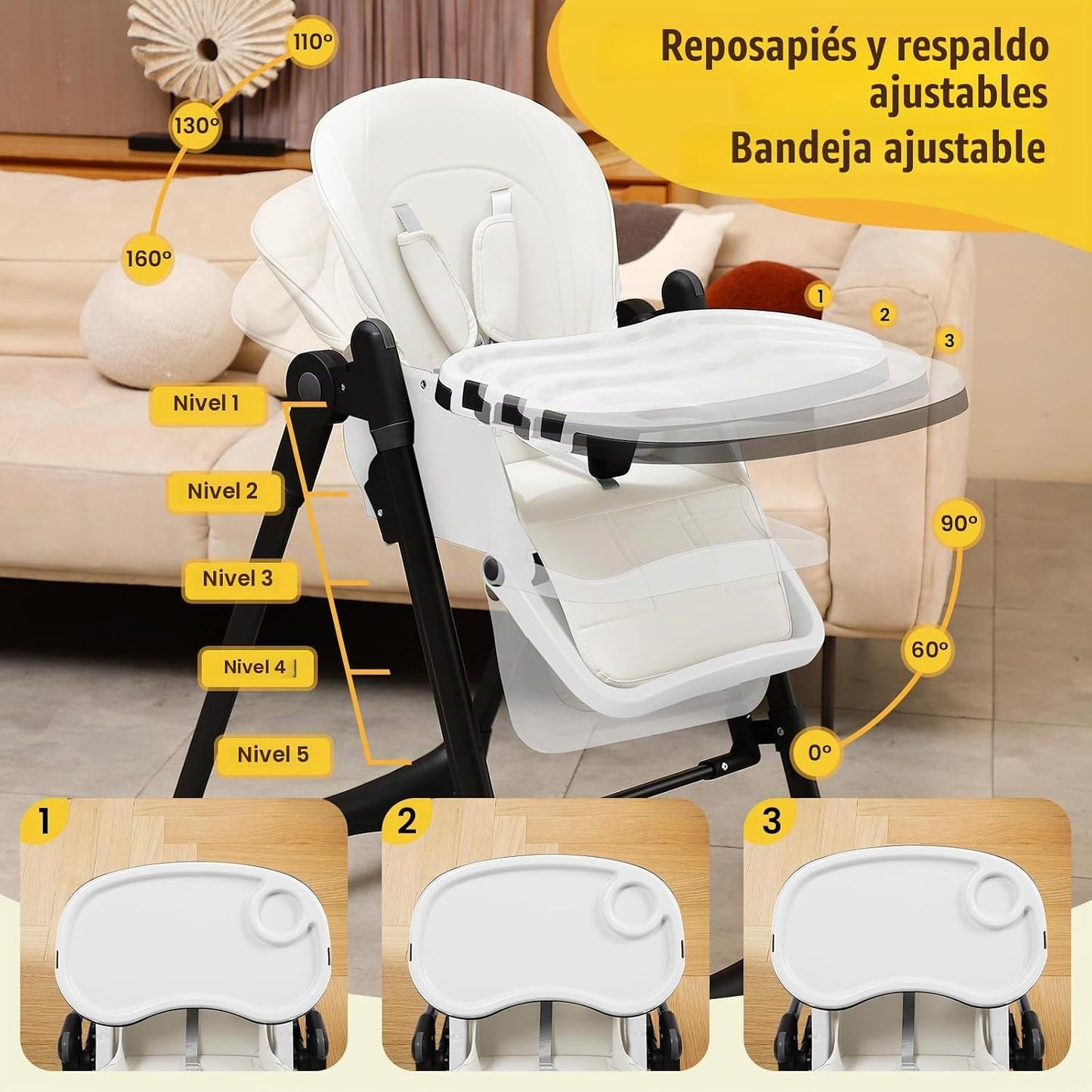 Silla alta 6 en 1 | Silla alta convertible para recién nacido a niñ...